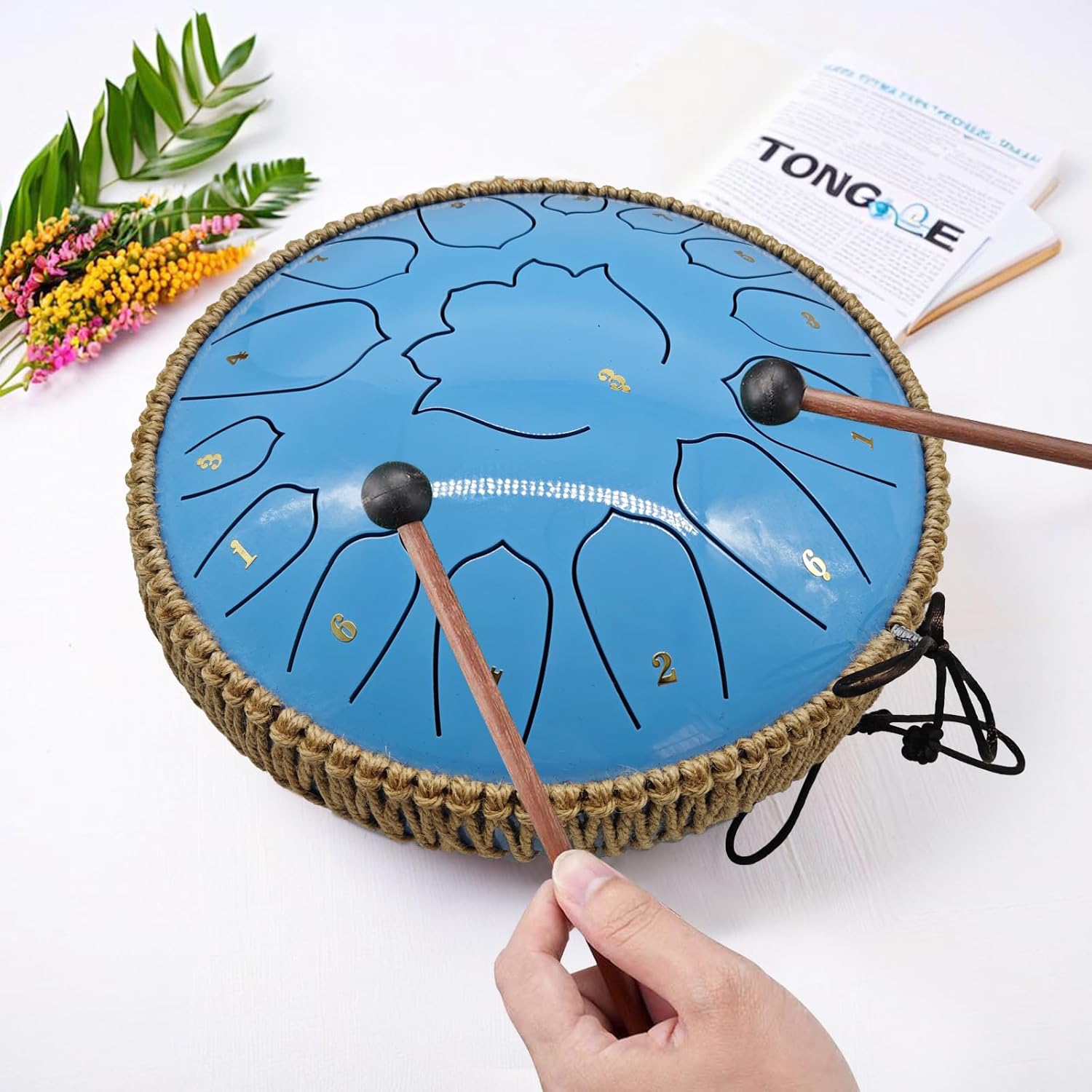 Thumbnail 1 de BETESINE 13-Inch 15-Note Steel Tongue Drum in C Major (Ocean Blue)