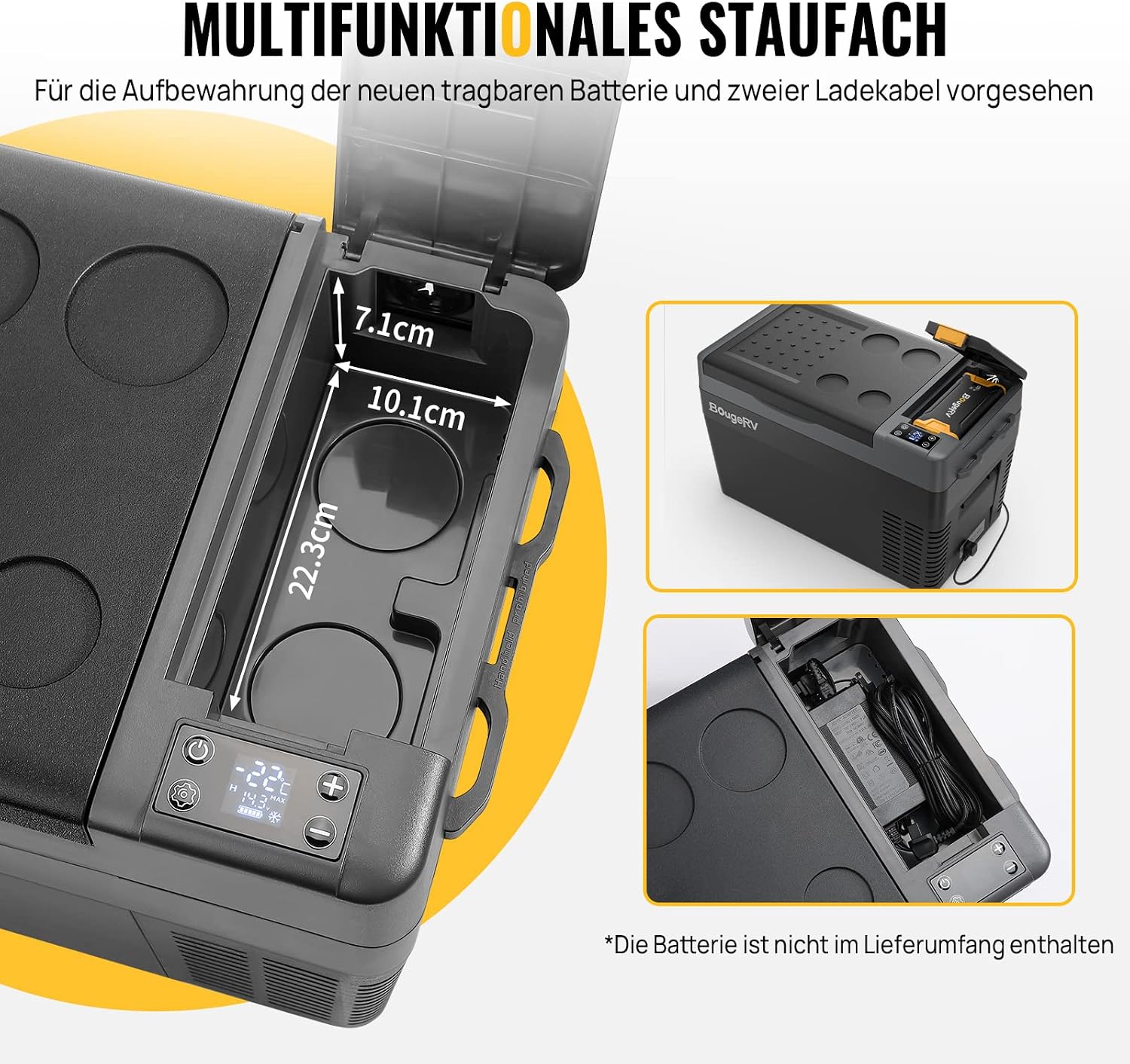 Detalle 2 de BougeRV CRPRO Kompressor Kühlbox 12V (12/24V DC & 110–240V AC), 29 Liter, -22 bis 10 °C