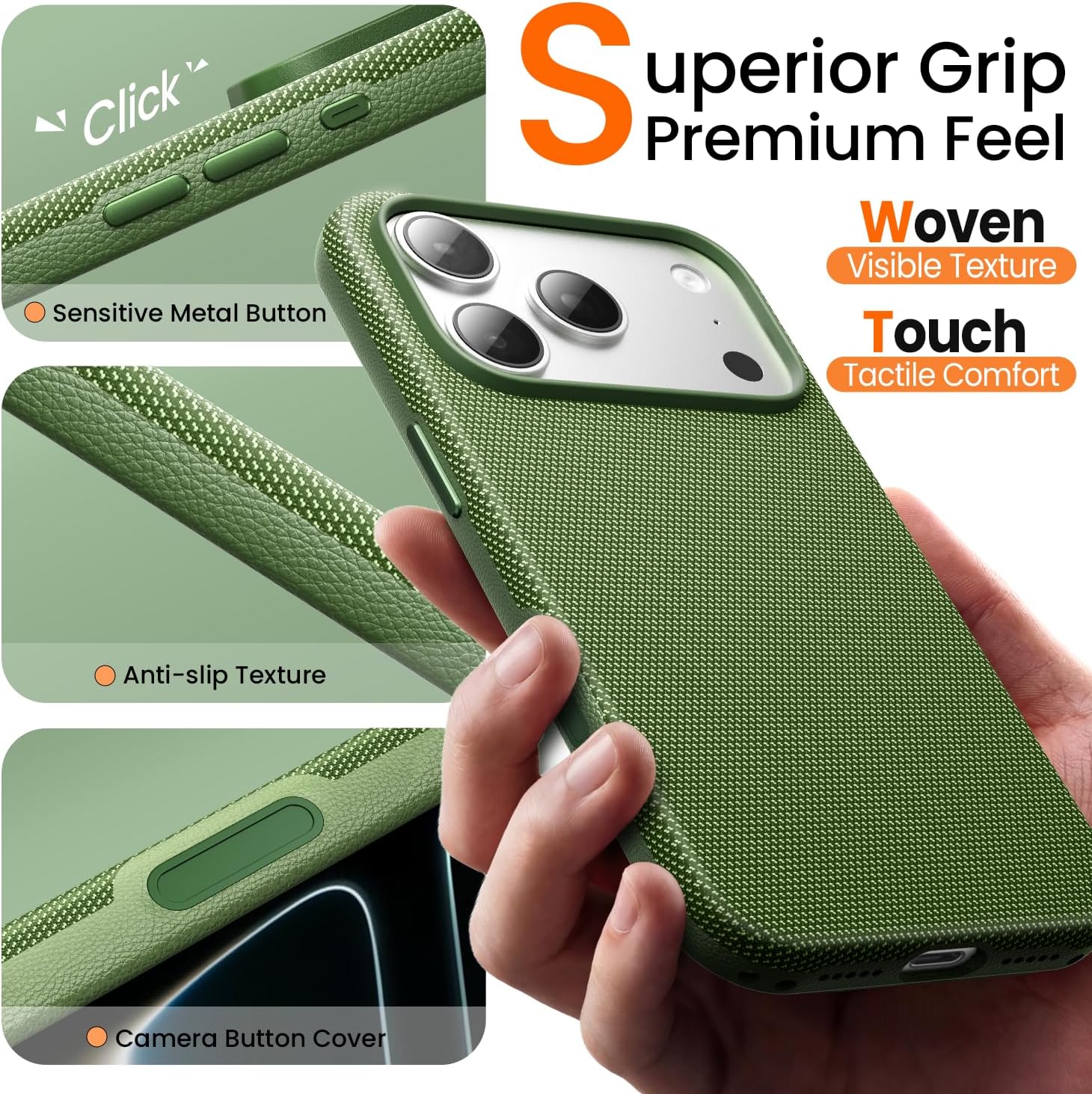 Thumbnail 5 de Mkeke Techwoven Green Case for iPhone 17 Pro Max (MagSafe + Camera Control Cover)