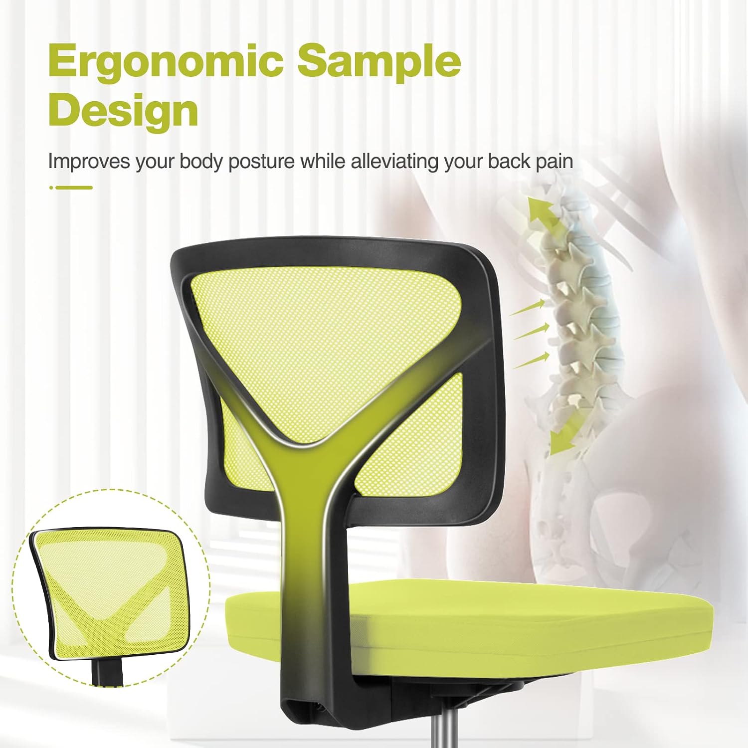 Detalle 2 de Sweetcrispy Armless Desk Chair, Mesh