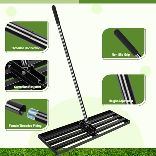 Thumbnail 2 de INCIKITI Lawn Leveling Rake (76 x 25 cm) — Robust iron lawn leveller with adjustable handle