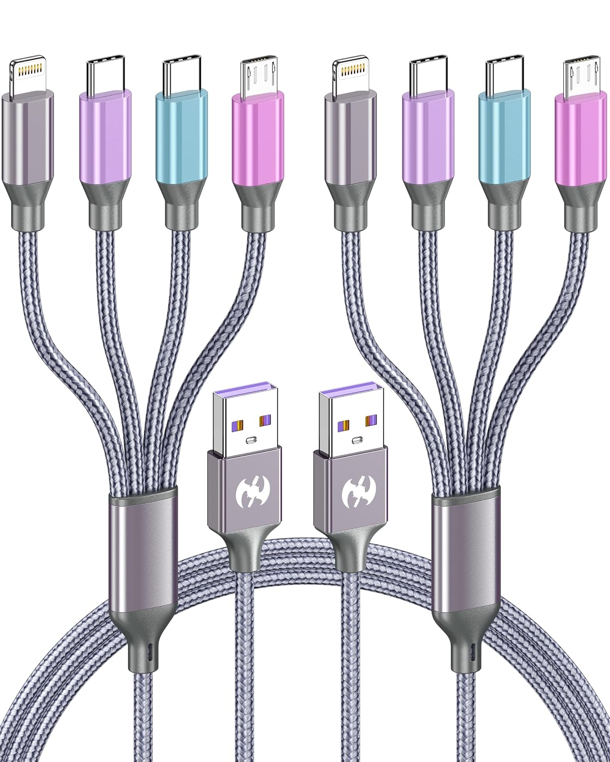 Thumbnail 6 de Multi Charging Cable 4ft 2-Pack (MFi Certified) 4-in-1 USB-C, Lightning & Micro USB Nylon Braided Chargers