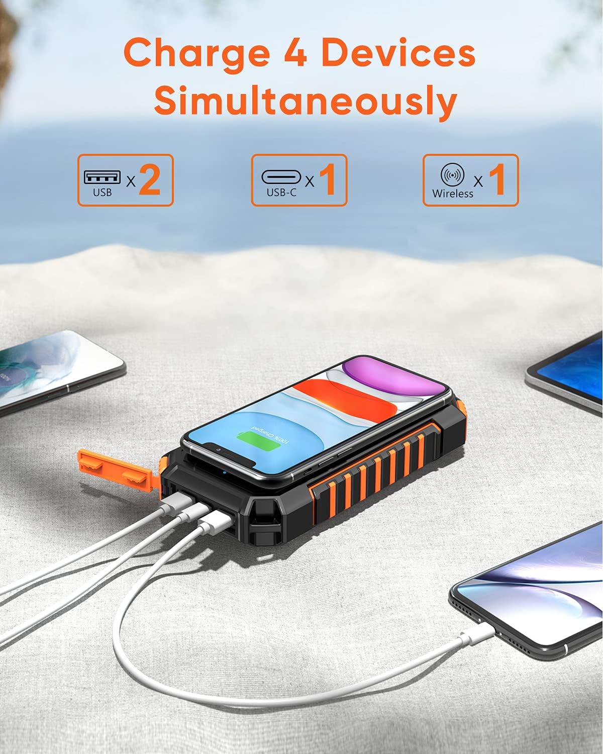 Thumbnail 4 de Hiluckey Solar Charger 20000mAh Power Bank with Wireless Charging & 3A USB-C fast charge