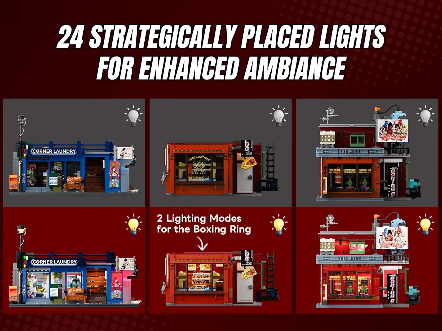 Detalle de Lumibricks Street Fusion Boxing Club Lighting Building Bricks Set