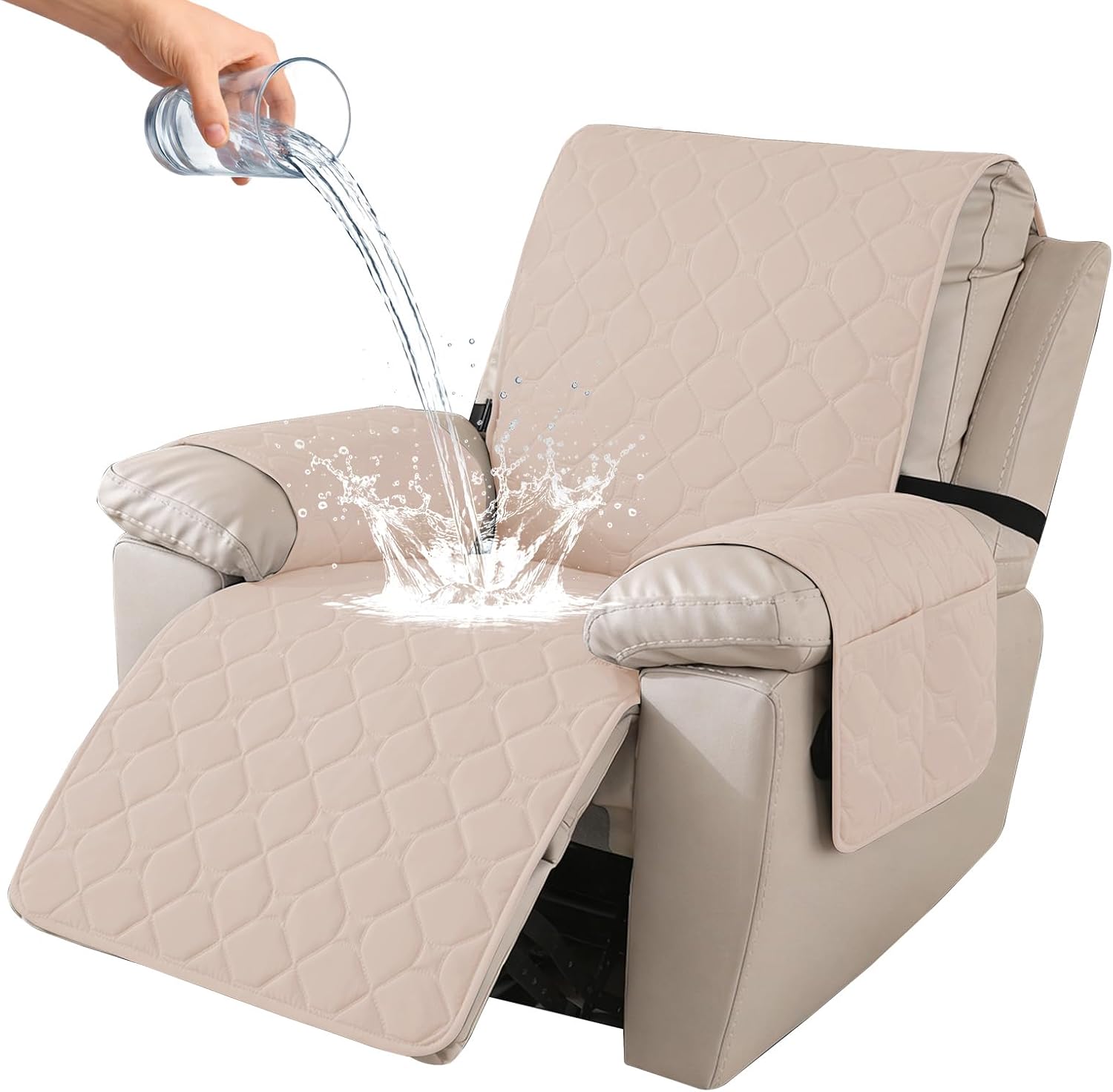 Detalle de Ystyle Copripoltrona Relax Reclinabile Grande 1 posto impermeabile con braccioli, beige