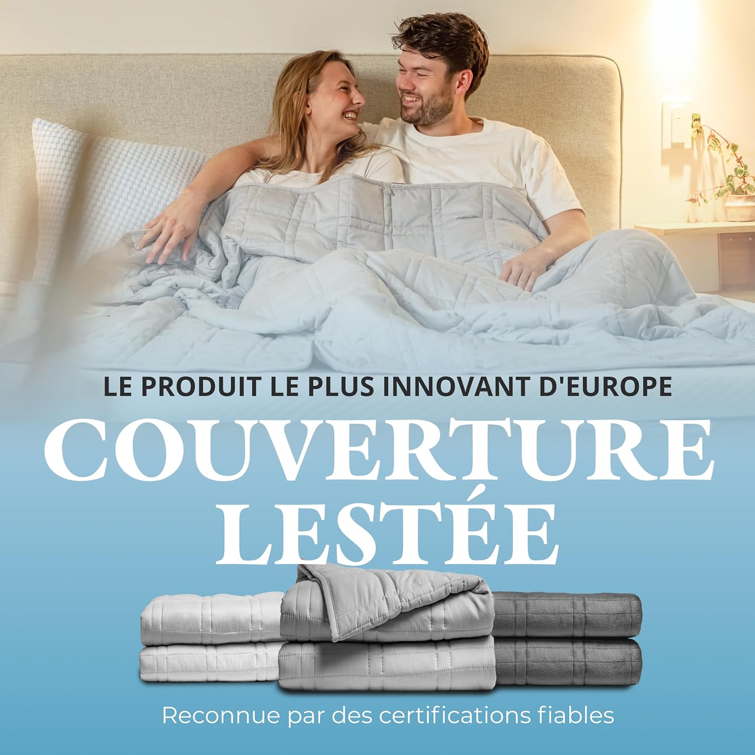Detalle de Ella Couverture Lestée Adulte 200x200 cm (13 kg) : couverture 7 couches apaisante