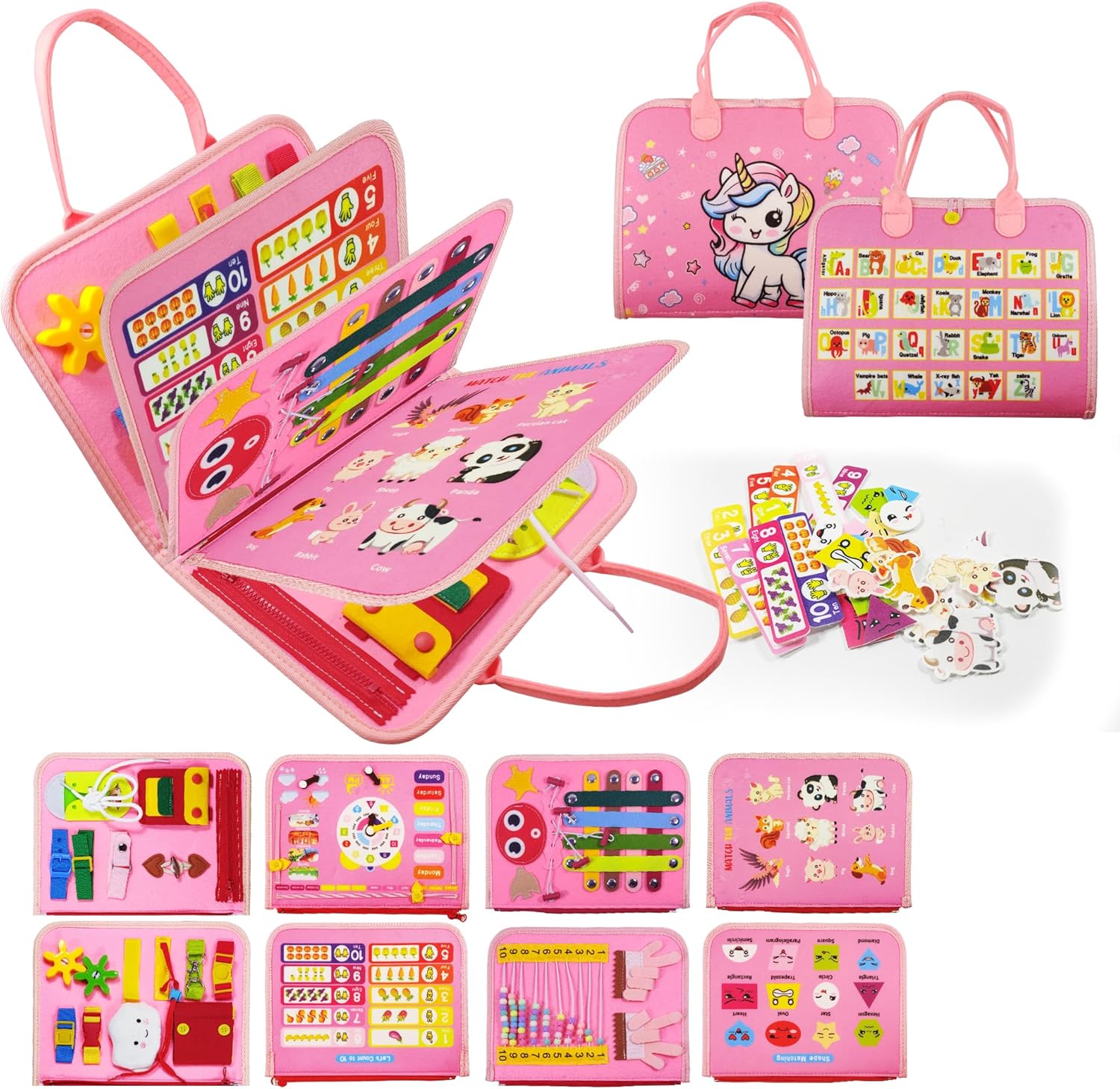 Detalle de LearnToy Montessori Busy Board for Girls (3–5 Years): An Engaging Travel-Friendly Learning Toy