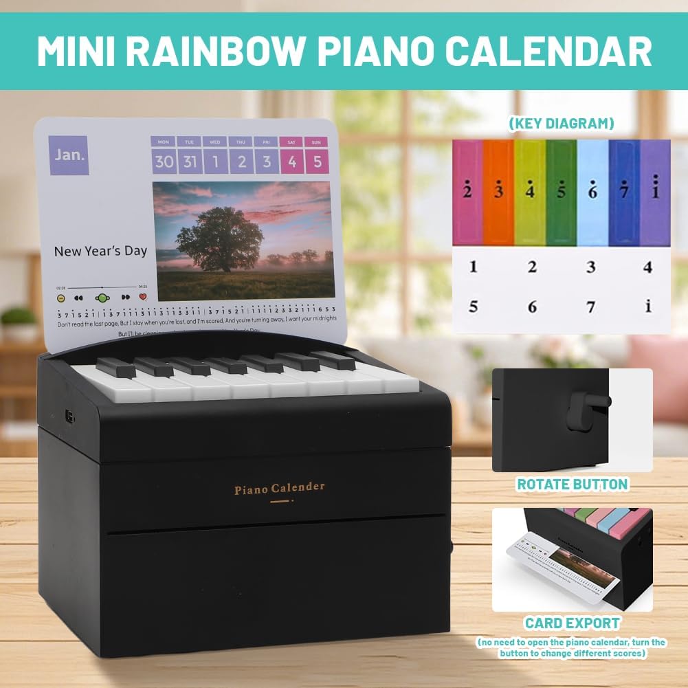 Detalle de Taylor Sänger Kalender 2026: spielbarer Mini-Klavier-Tischkalender mit 26 Karten und 52 Liedern