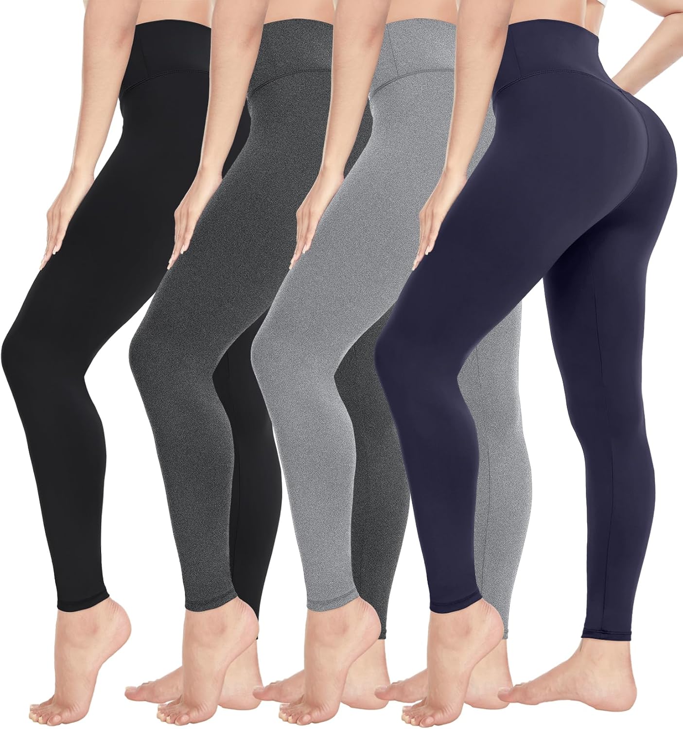 Detalle de CTHH 4-Pack Women's High-Waisted Leggings, Tummy Control for Yoga & Gym