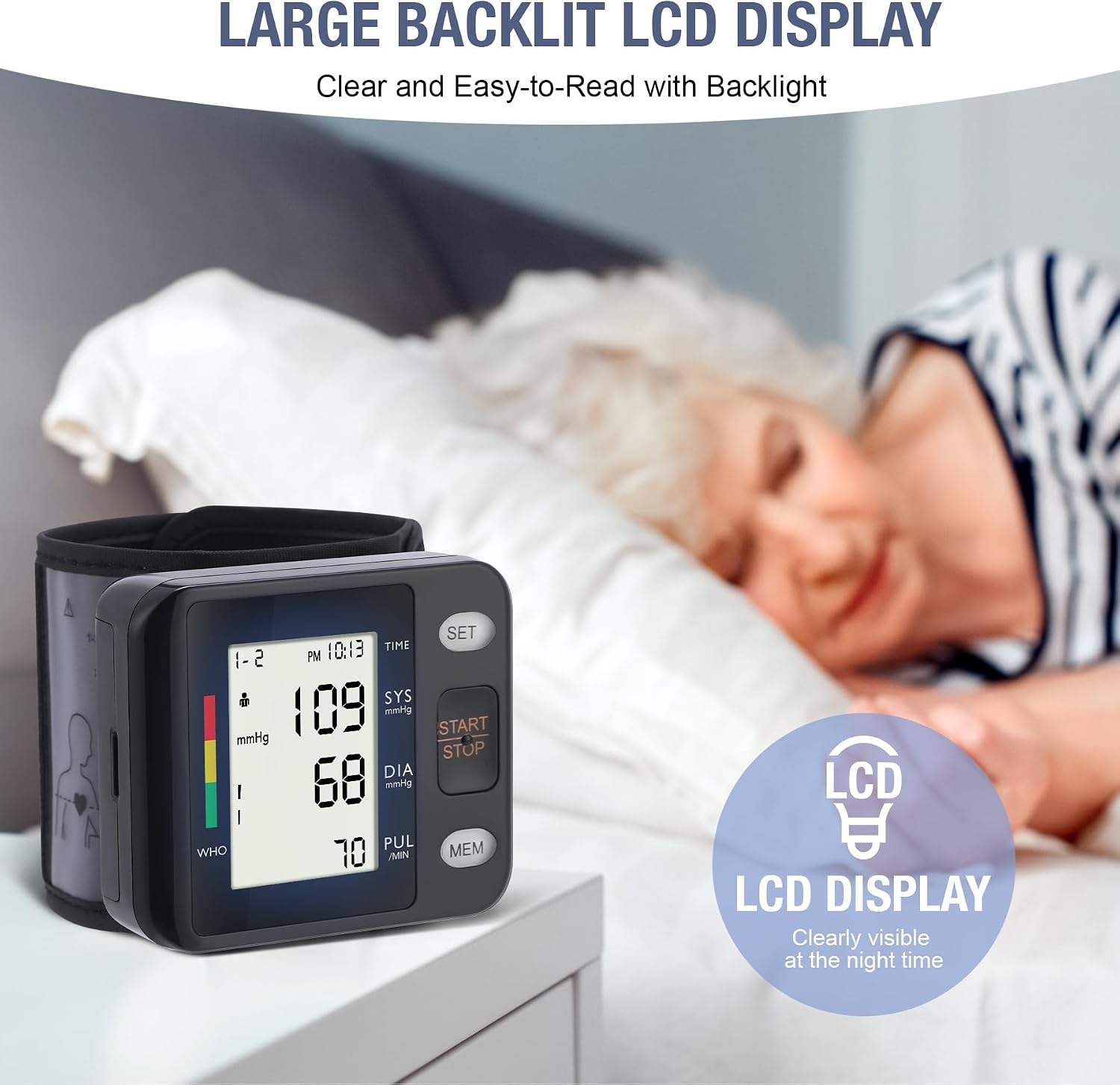 Thumbnail 6 de ARSIMAI BSX312 Automatic Wrist Blood Pressure Monitor with Backlit LCD