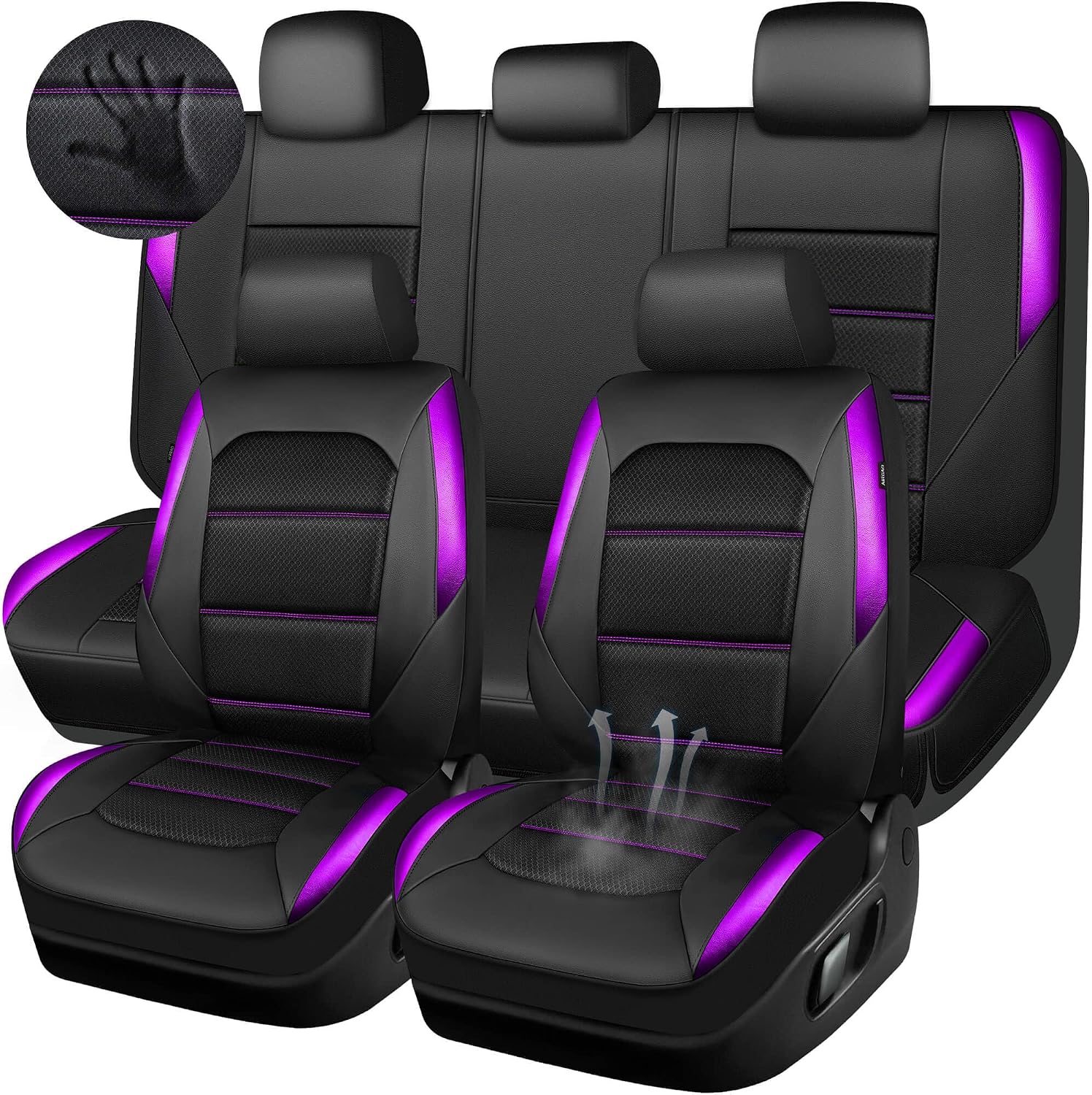 Detalle de CAR PASS Memory 3D Foam Car Seat Covers Full Set (Purple/Black) for SUVs & Trucks