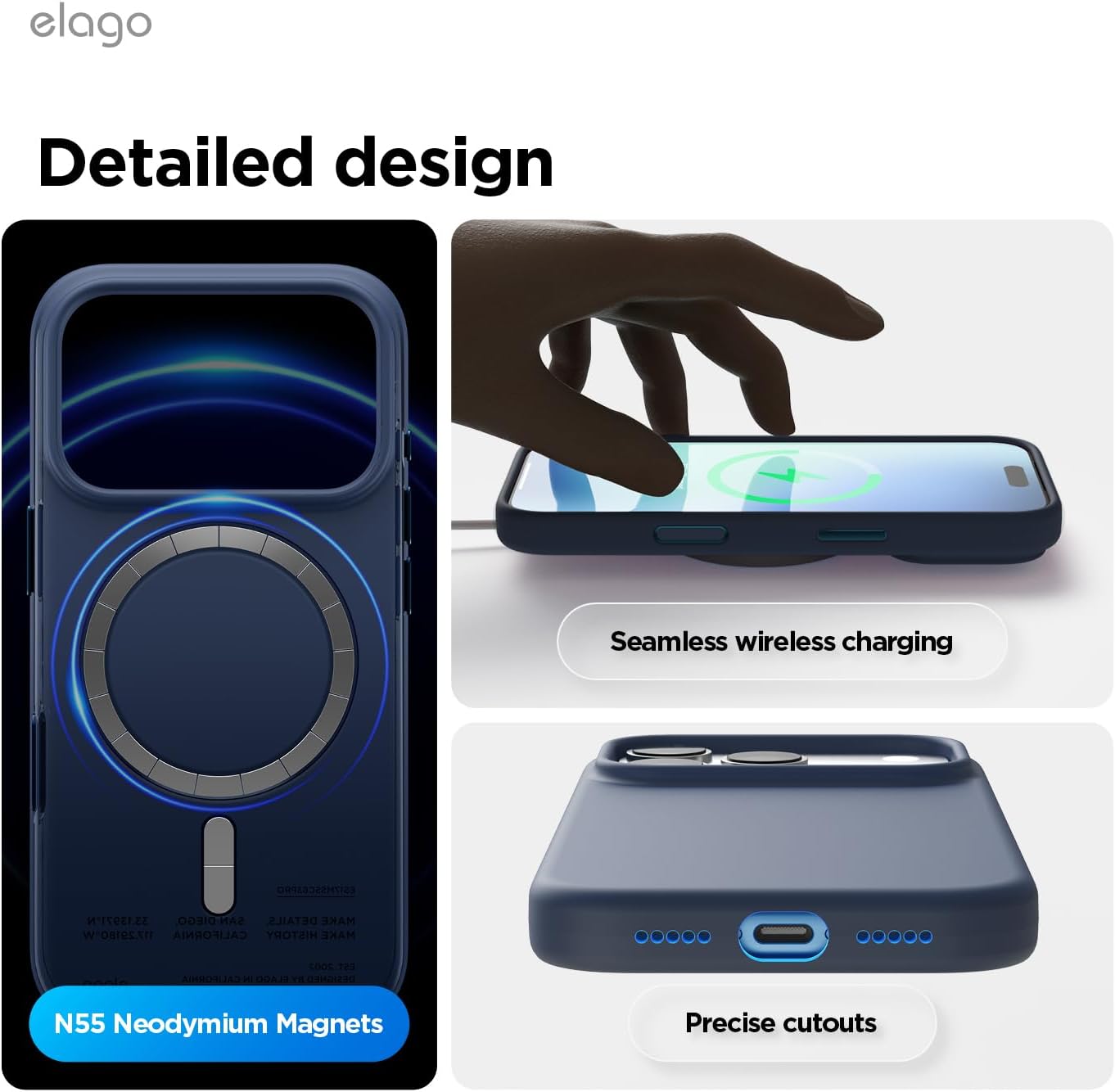 Thumbnail 6 de elago Cover Magnetica in Silicone Liquido per iPhone 17 Pro (6,3") – Compatibile con MagSafe, antiurto e soft-touch (Indaco Jeans)