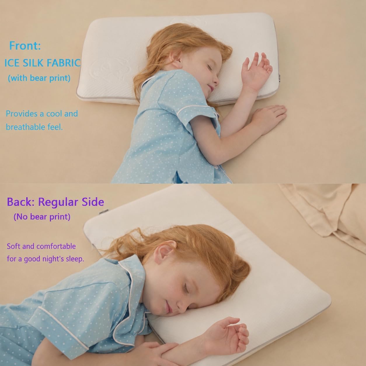 Detalle 2 de SIKAINI Kids Memory Foam Pillow age 3–9, cooling gel