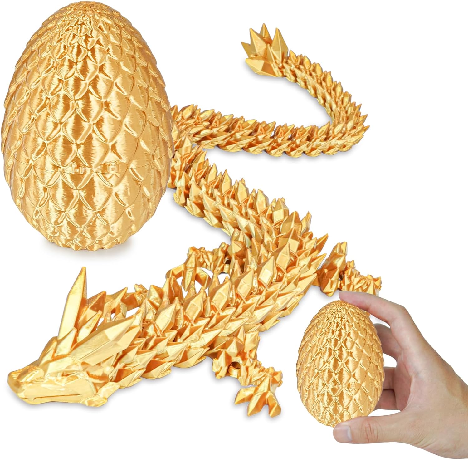 Detalle de Surprise Dragon Egg with Dragon Inside (Gold, Small) – 3D Printed Fidget Toy & Gift