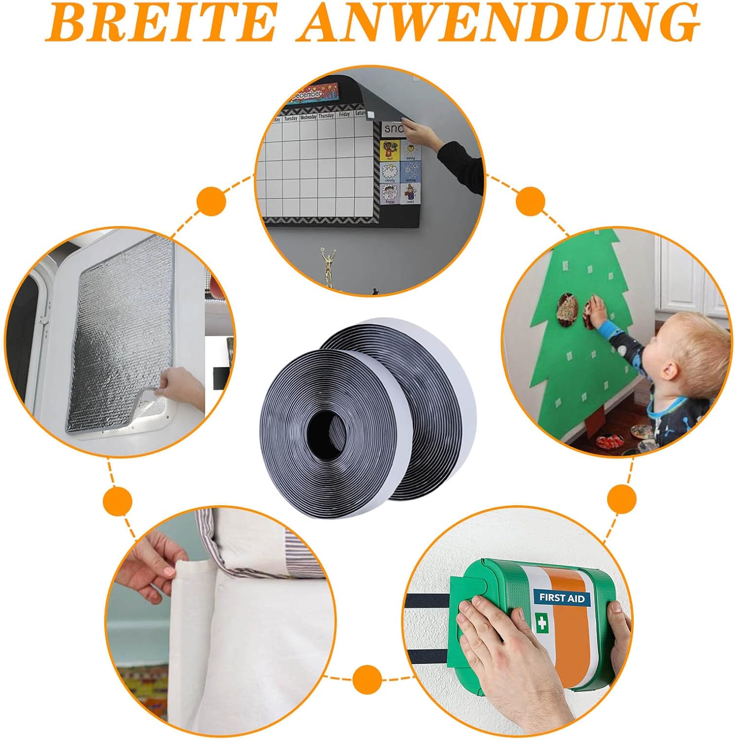 Thumbnail 4 de Blooven Klettband Selbstklebend 5 m – Extrastark, 50 mm breit, doppelseitig mit Klettverschluss, Schwarz