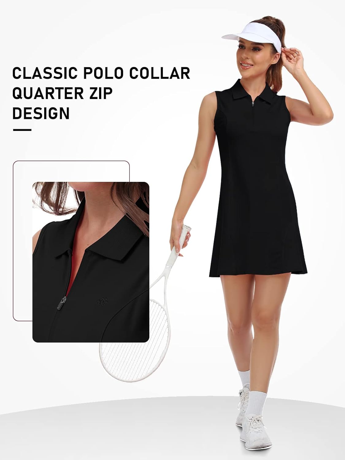 Thumbnail 3 de MoFiz Robe Sans Manches Femme Été – Polo Zip Sport Respirant