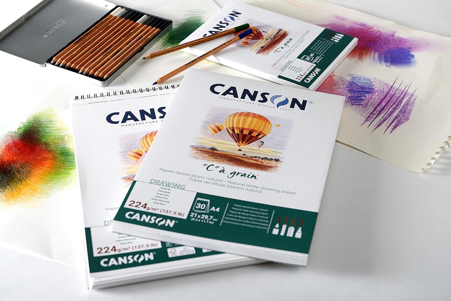 Thumbnail 2 de CANSON 'C' à Grain – Bloc 30 feuilles A3, 224 g/m², papier dessin blanc naturel