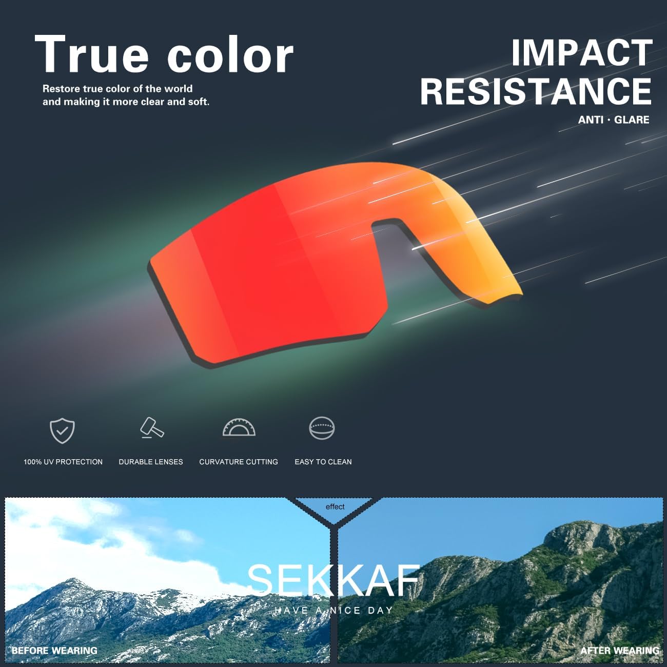 Thumbnail 5 de SEKKAF Youth Baseball Sunglasses (Age 6–12) – Lightweight Wrap-Around Sports Shades with UV400