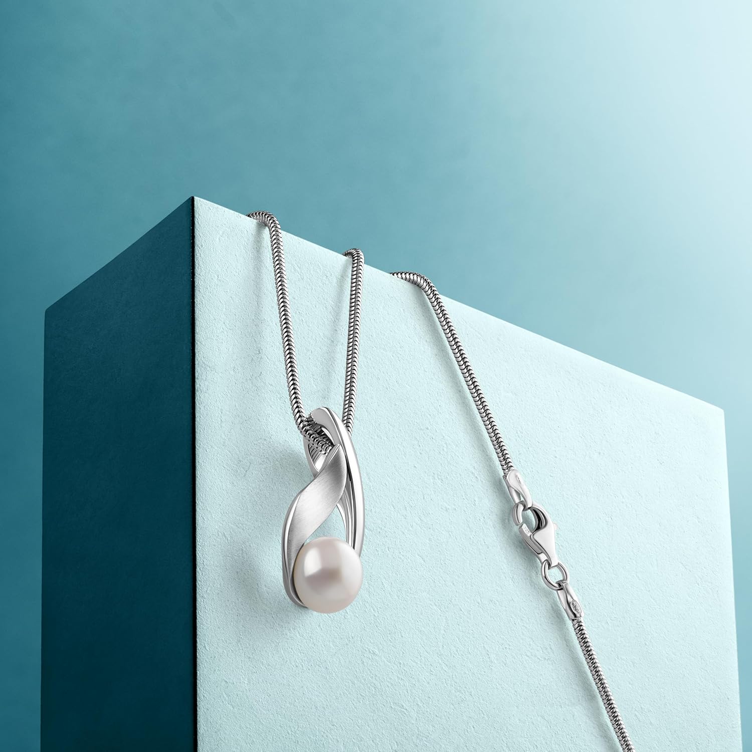 Thumbnail 2 de Miore Perlenschmuck Damen aus 925 Silber mit 18K Vergoldung – Schlangenkette und Weiße Süßwasserperle
