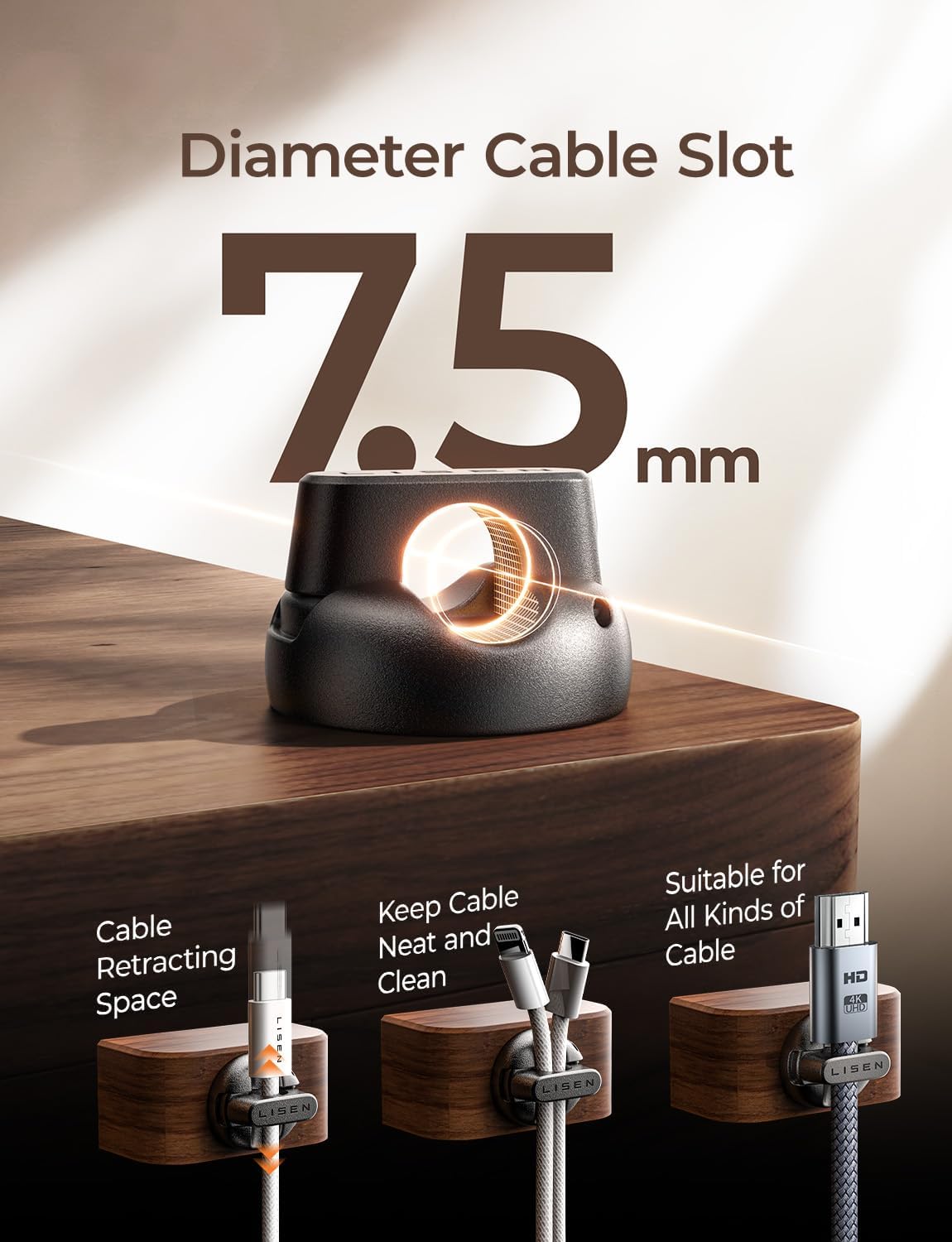 Thumbnail 5 de LISEN Magnetic Cable Clips 7.5 mm 8-pack