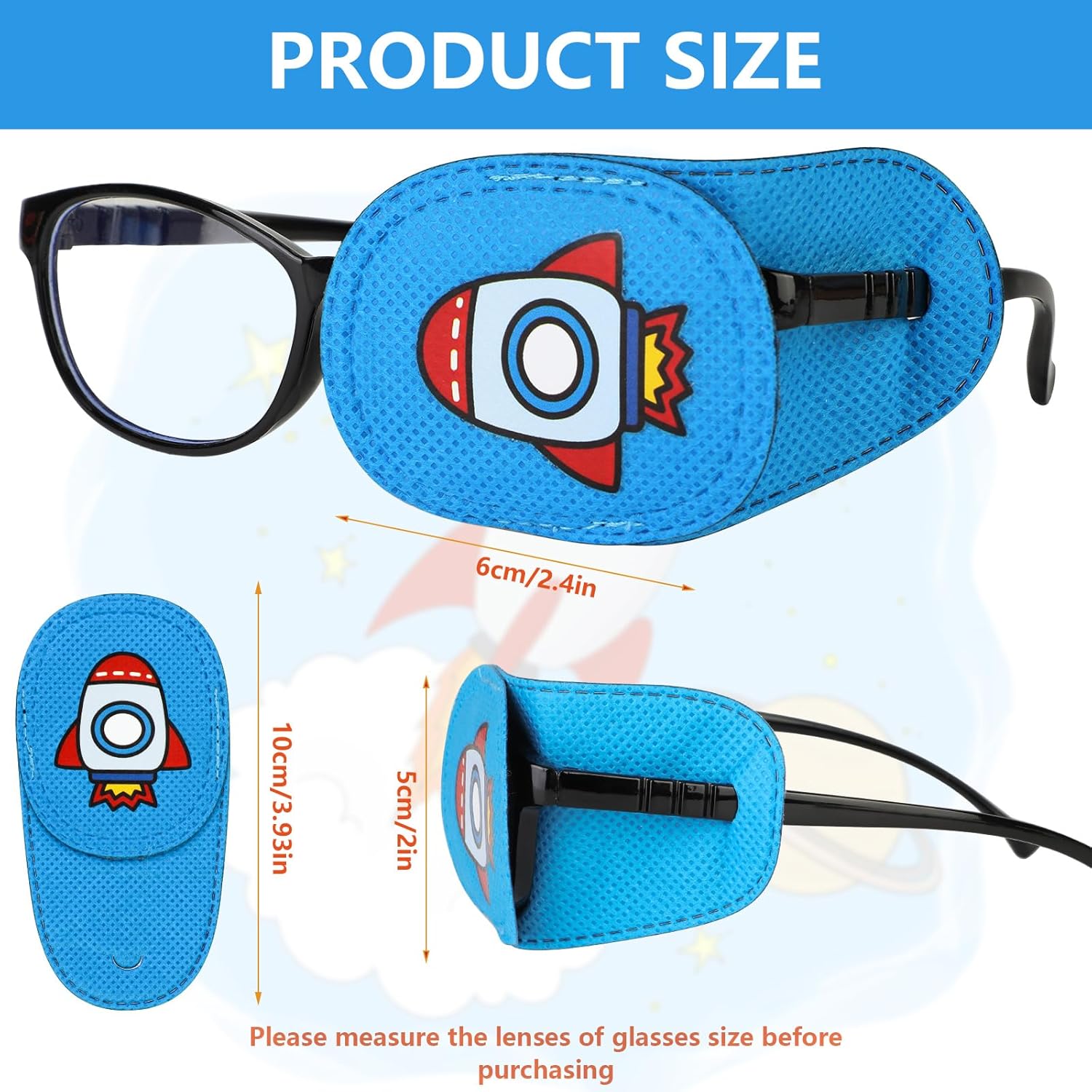 Detalle 2 de Set da 6 bende oculari per occhio pigro bambini: cerotti non adesivi riutilizzabili per occhiali