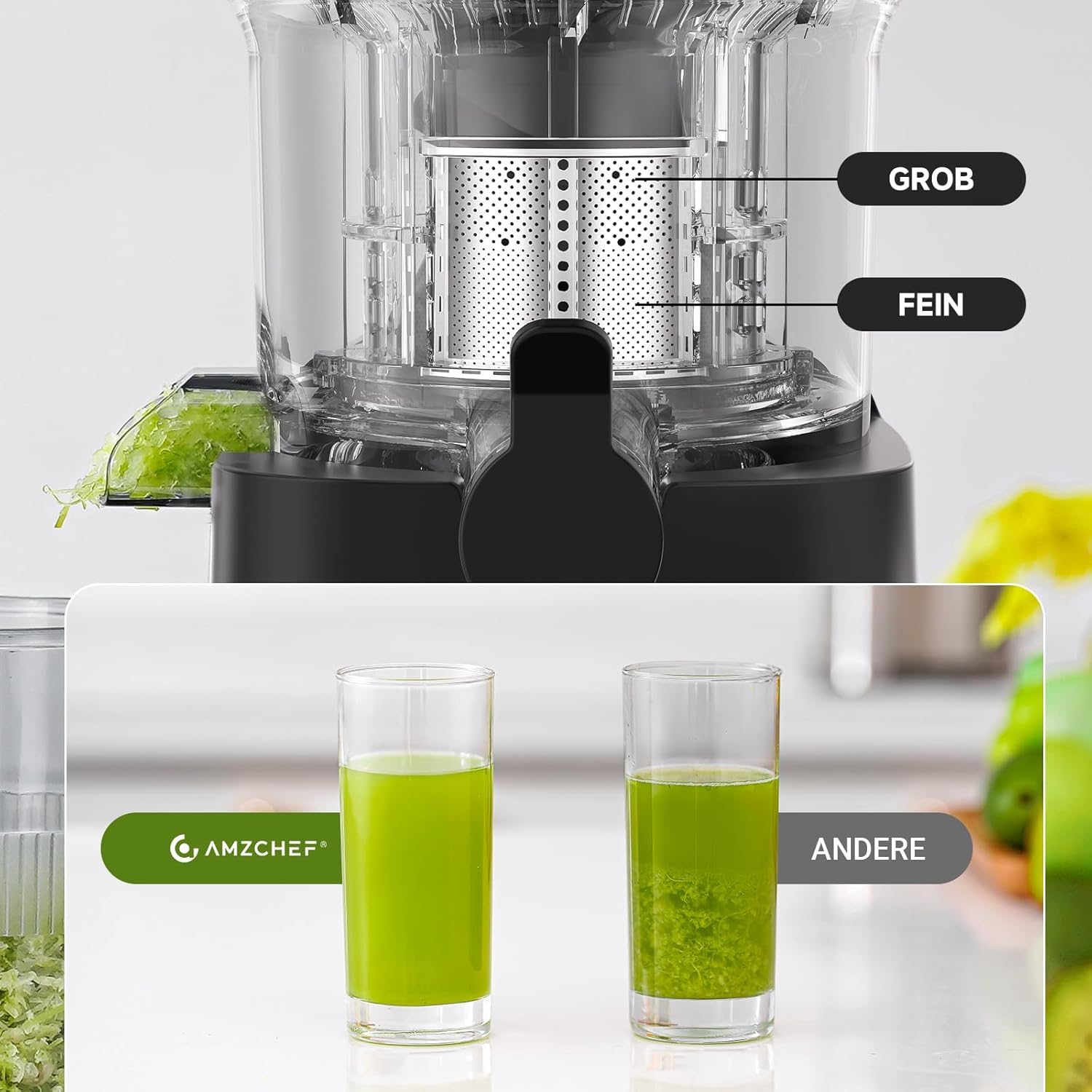 Thumbnail 1 de AMZCHEF Entsafter Slow Juicer 120 mm