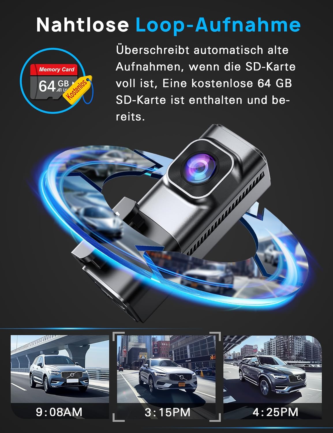 Thumbnail 4 de Navycrest Dashcam 4K vorne + 1080P hinten, Dualkamera