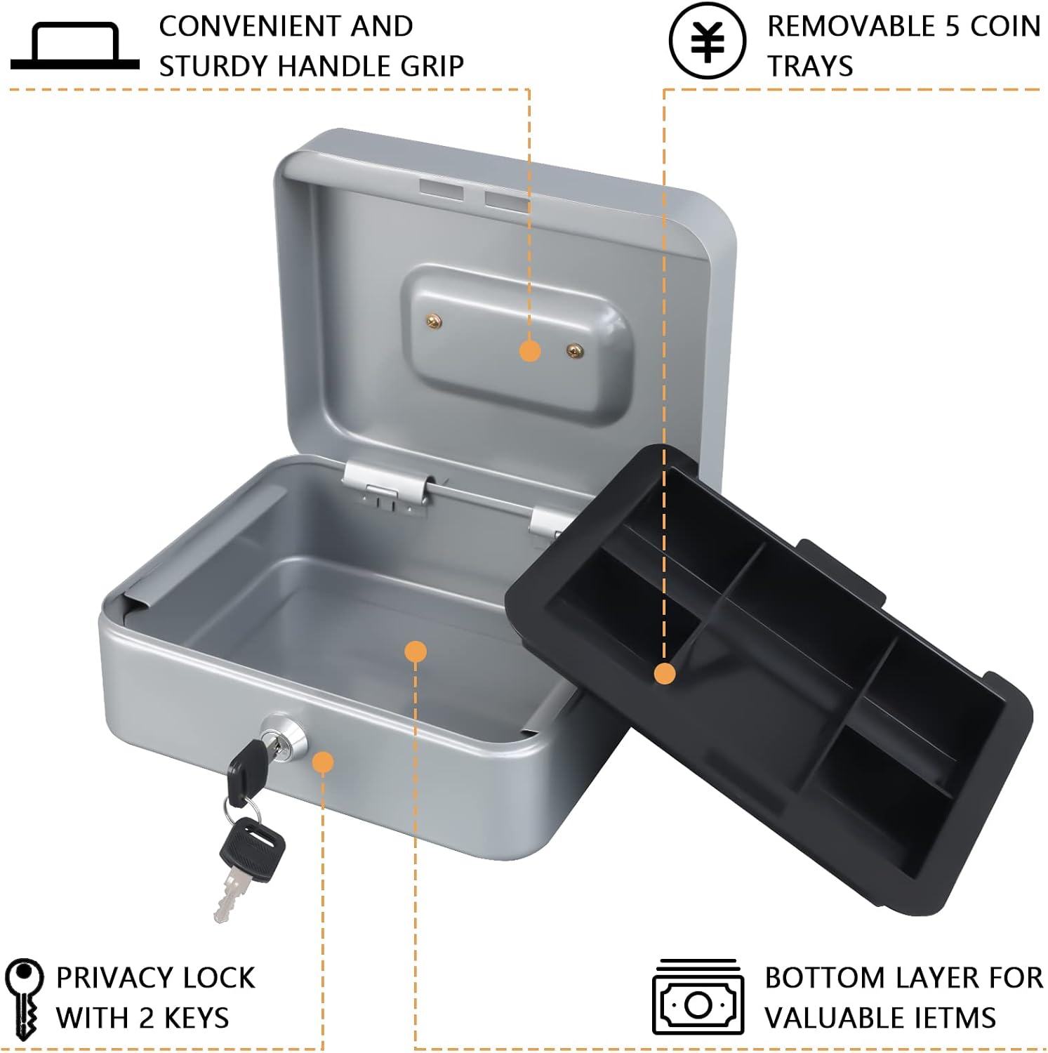 Detalle 2 de KYODOLED cf363c9b-50f8-40e5-9d5f-d933c43349fd Medium Cash Box with Key Lock