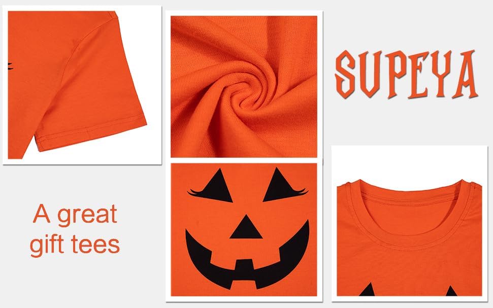 Detalle de SUPEYA Women’s Halloween Ghost Graphic T-Shirt, Short Sleeve Spooky Season Tee