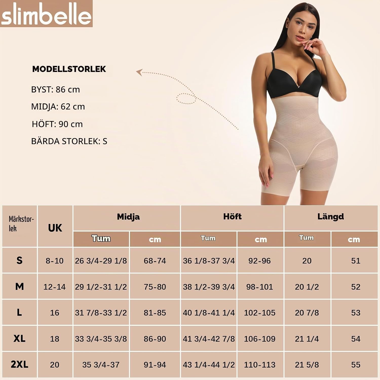 Detalle 2 de SLIMBELLE formande body med hög midja, sömlös design och kraftig shaping