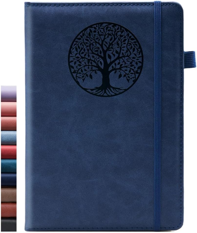 Detalle de BIYUNRO A5 Hardcover Journal, Lined Royal Blue Faux Leather Notebook