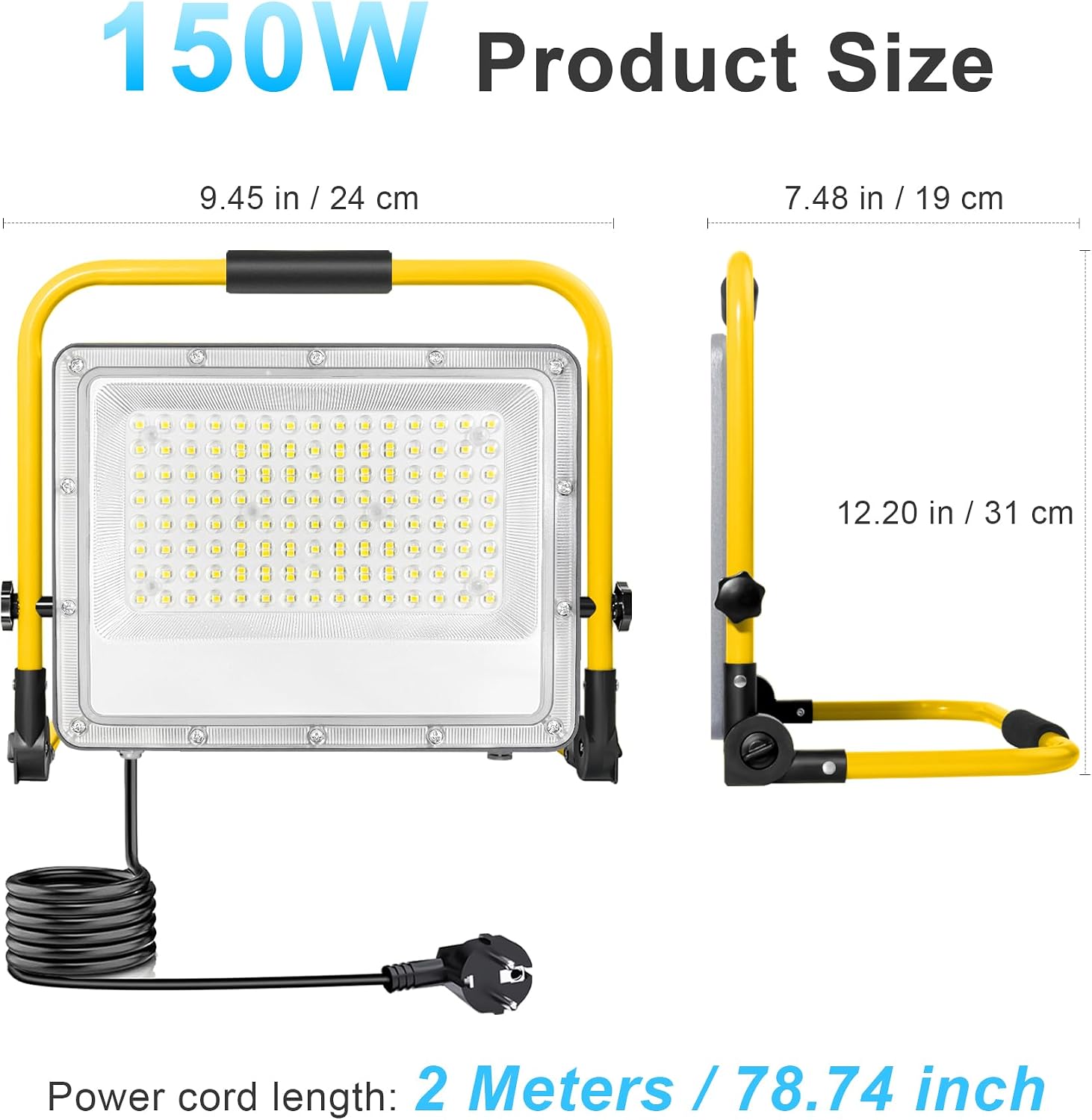 Thumbnail 2 de OUSIDE Projecteur de Travail LED 150W 15000LM 6500K IP66 – Étanchéité et Support 2m pour Chantier et Rénovation