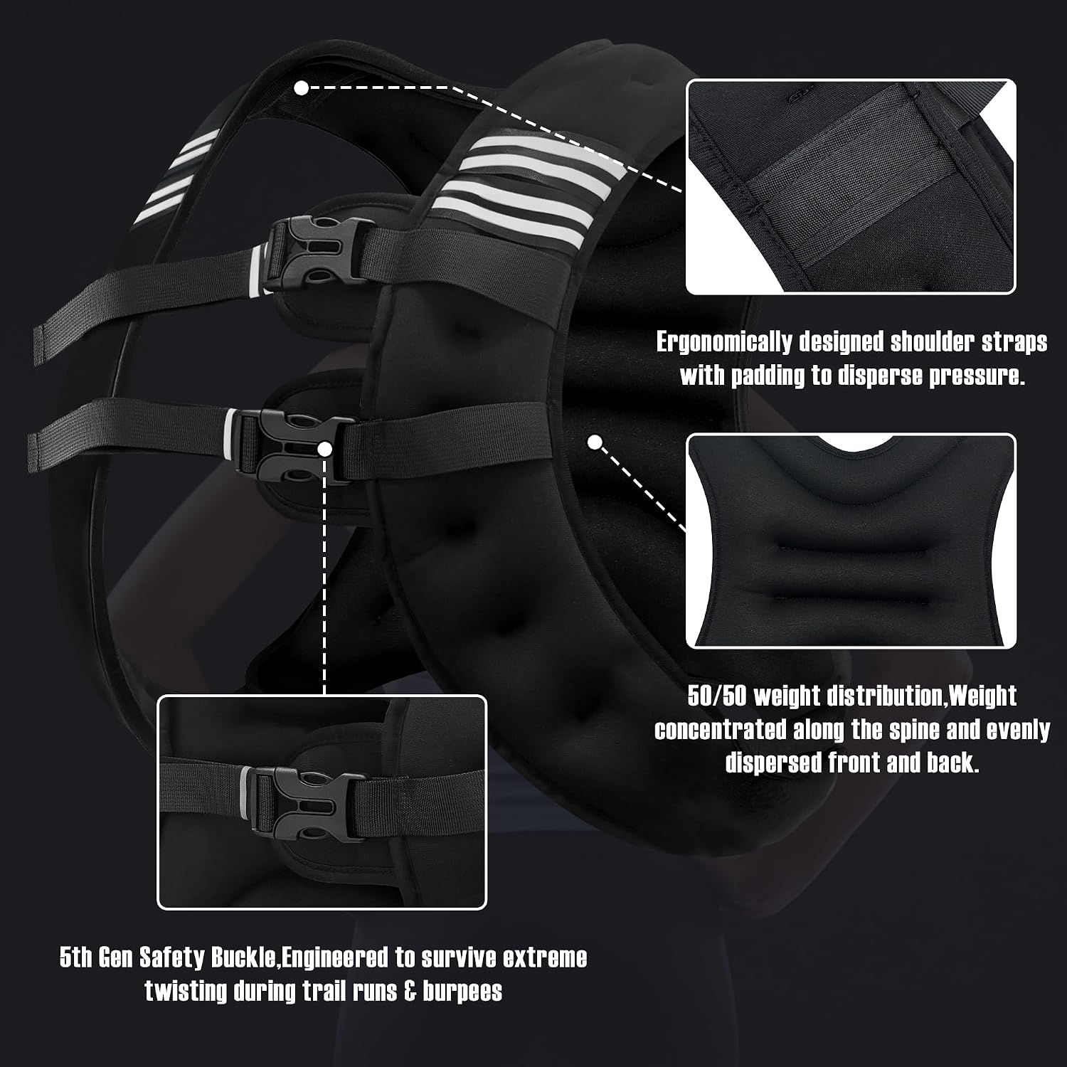 Thumbnail 4 de NATURELUX 25 lb Weighted Vest with Reflective Strips and Adjustable Fit