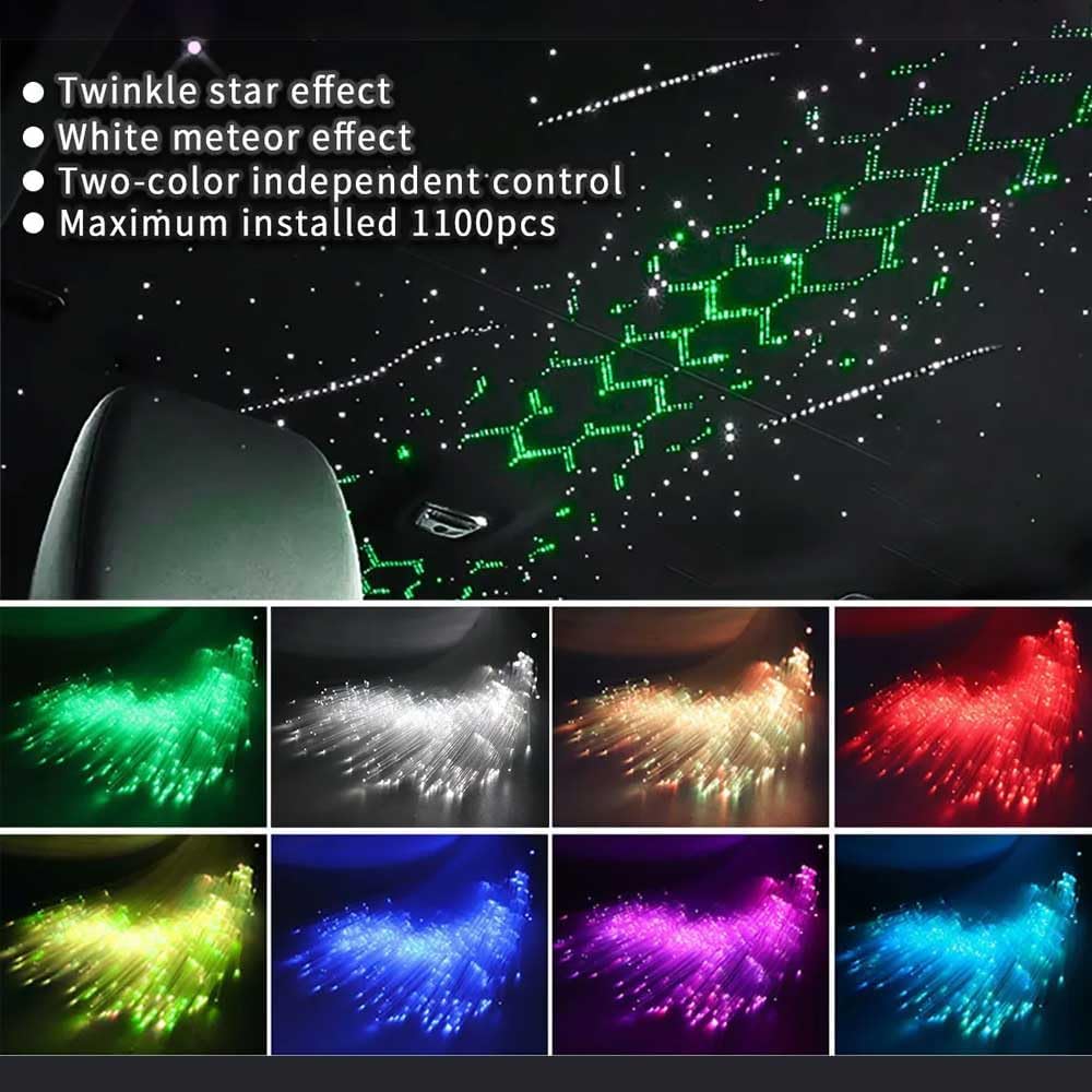 Detalle 2 de VASTFIRE 32W Starlight Headliner Car Kit with 1300 Pieces and 9.8ft Fibre Optic Show