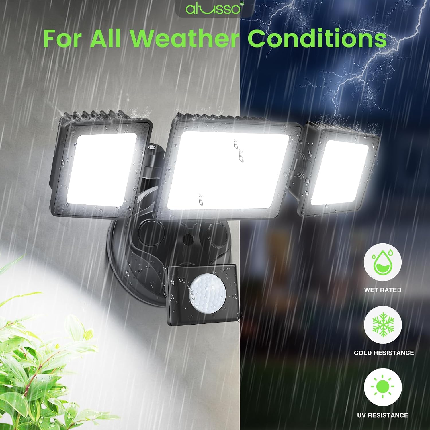 Detalle 2 de ALUSSO YDS-40W-BD4-1 Outdoor Motion Sensor Floodlight, 40W, Remote, 3 Modes