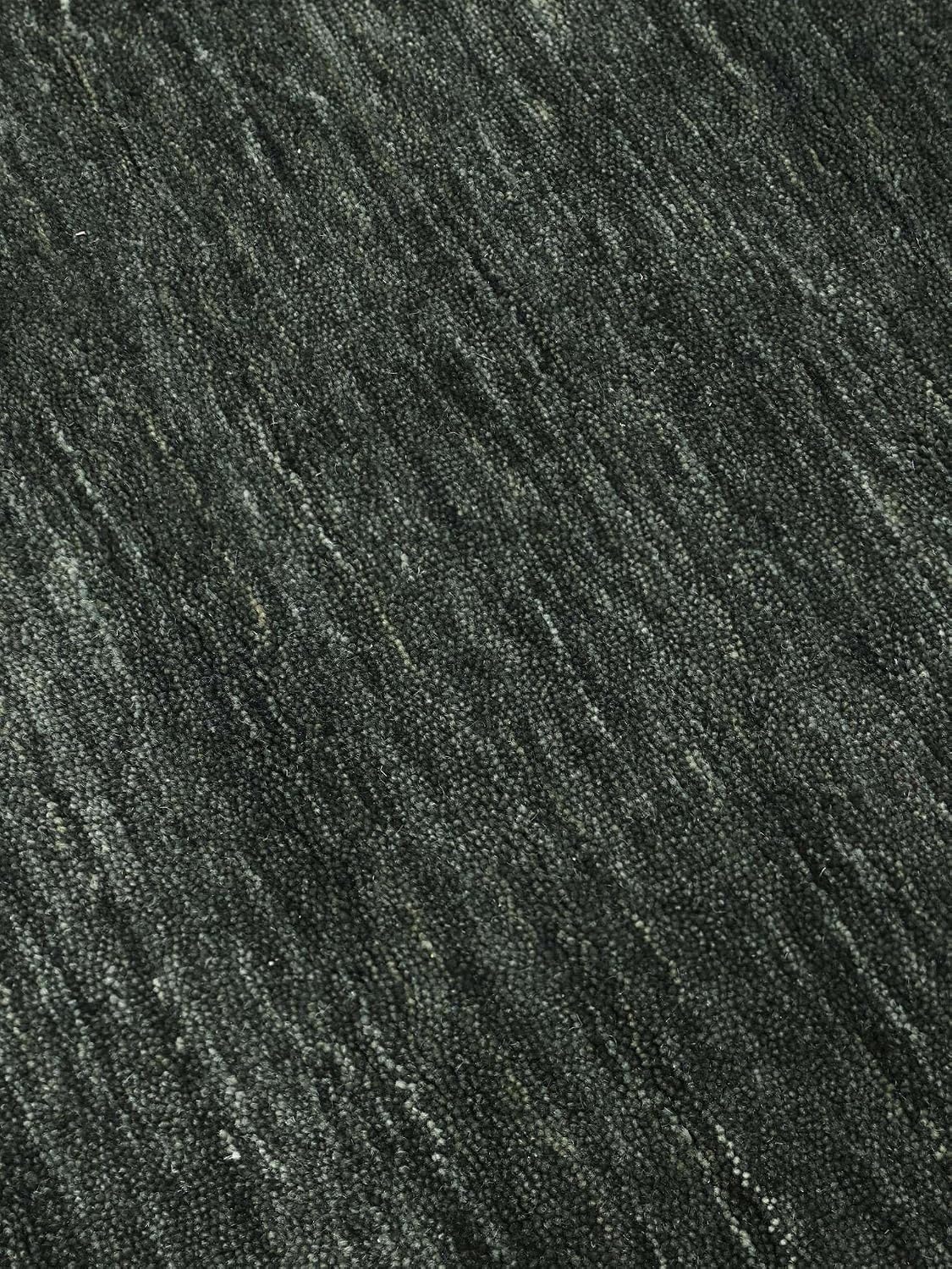 Detalle de RugVista 21100 Handloom franjesloper 80 x 200 cm, wol, zwart/grijs