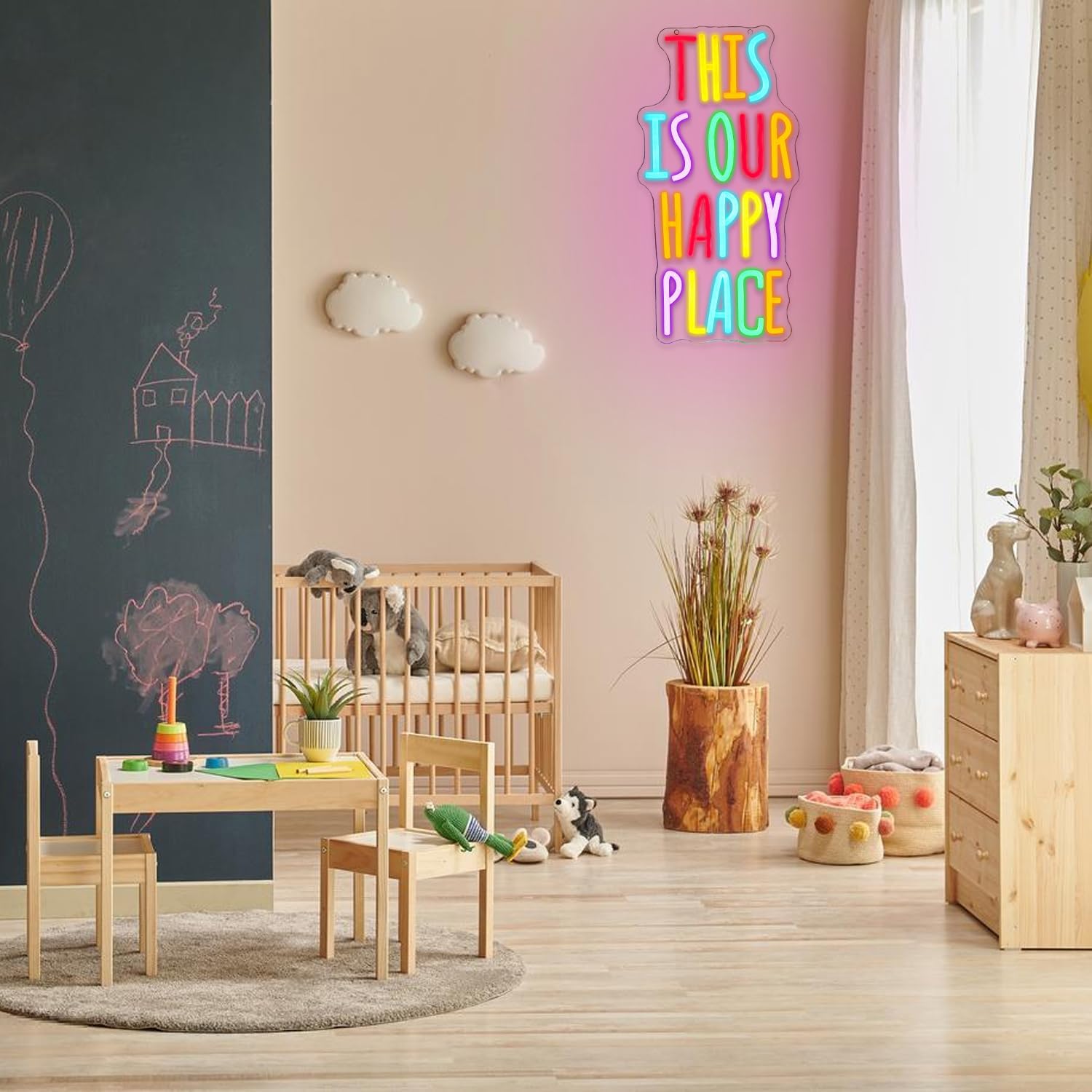 Thumbnail 5 de LMSIGNLY Happy Place Neonzeichen – Bunte LED-Wanddekoration für Wohnzimmer, Schlafzimmer und Klassenraum