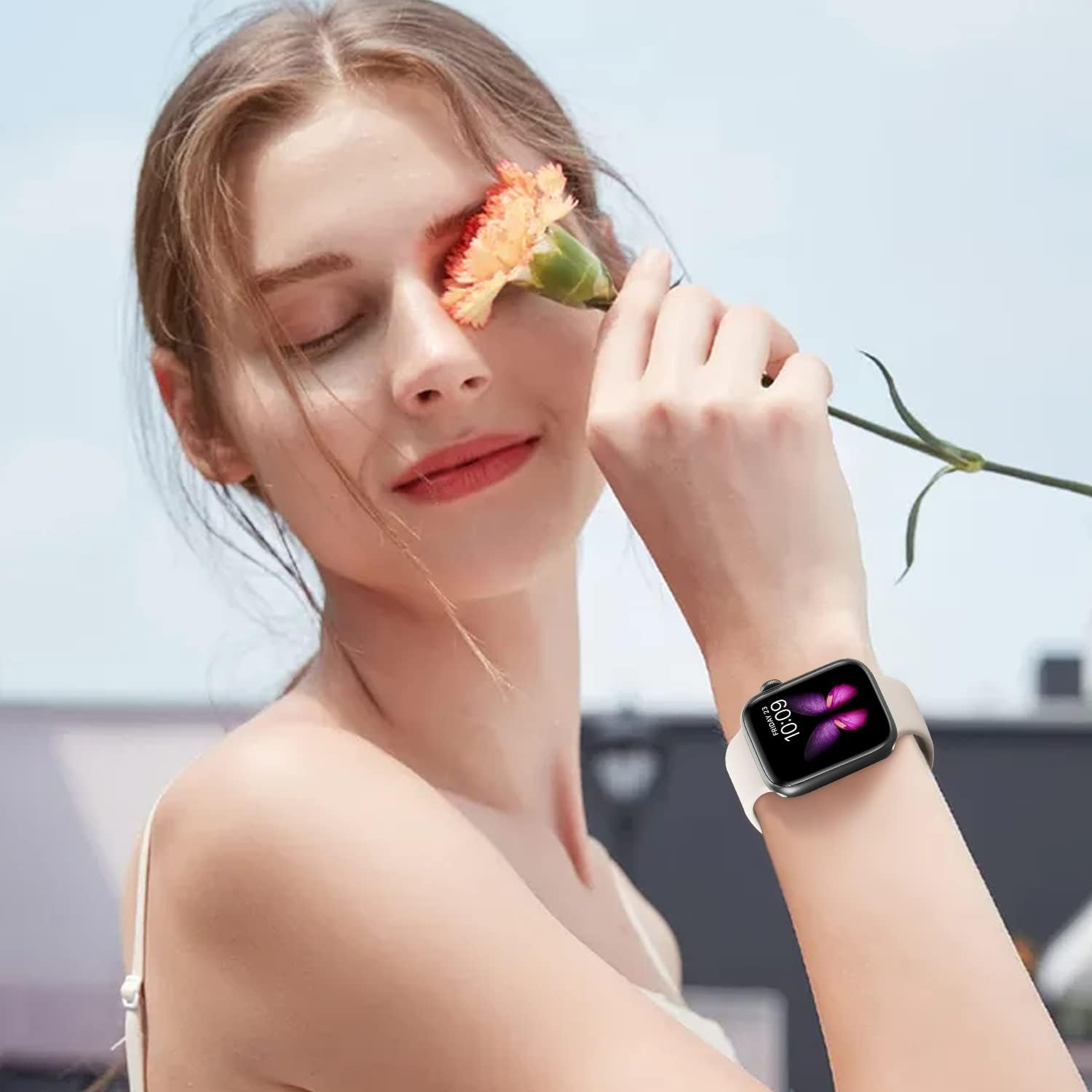 Detalle de Tighesen Sport Band for Apple Watch Ultra & Series (38–49mm) – Silicone Comfort & Secure Pin-and-Tuck