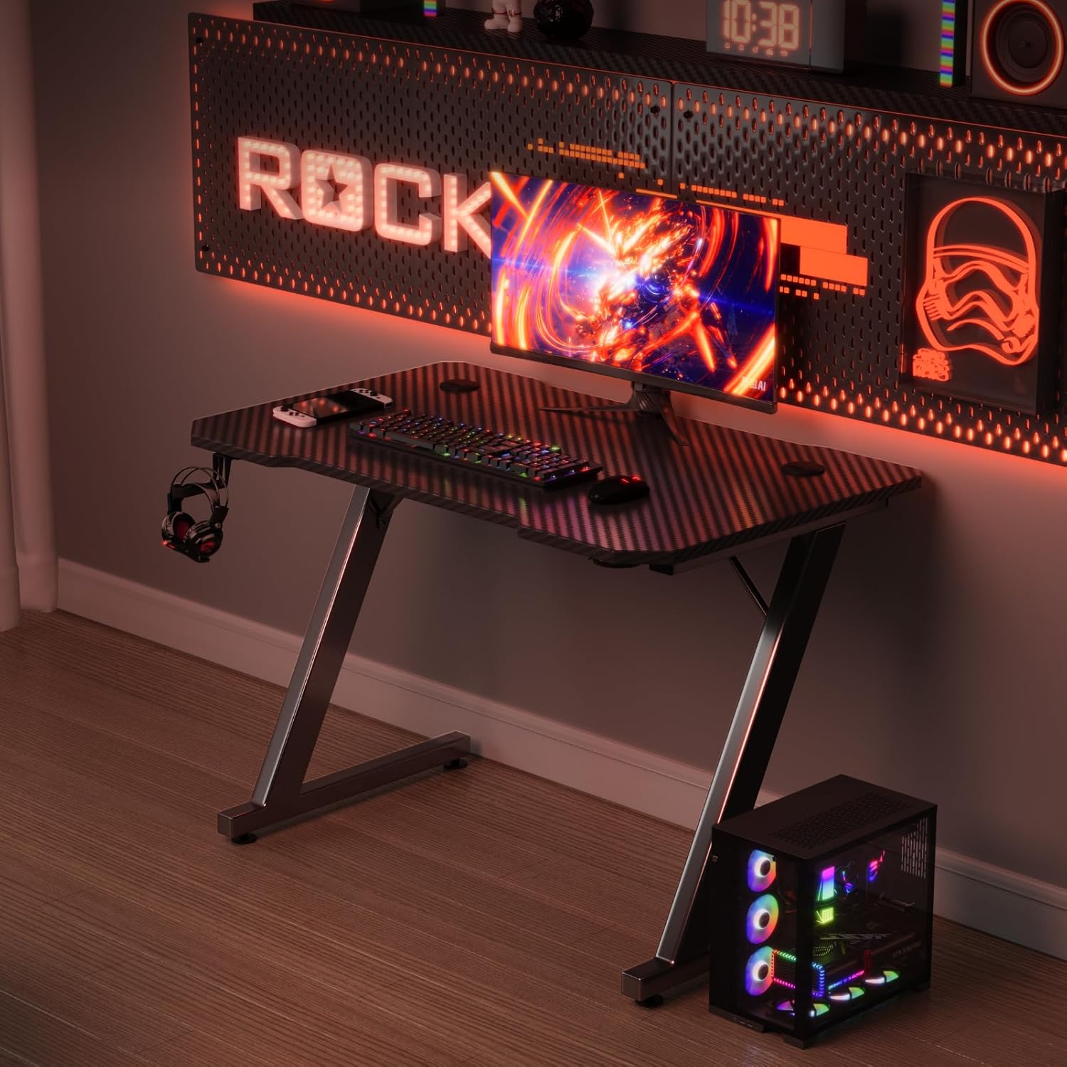 Thumbnail 1 de TRIUMPHKEY Mesa Gaming Z 80x52cm con Gancho para Auriculares 🖥