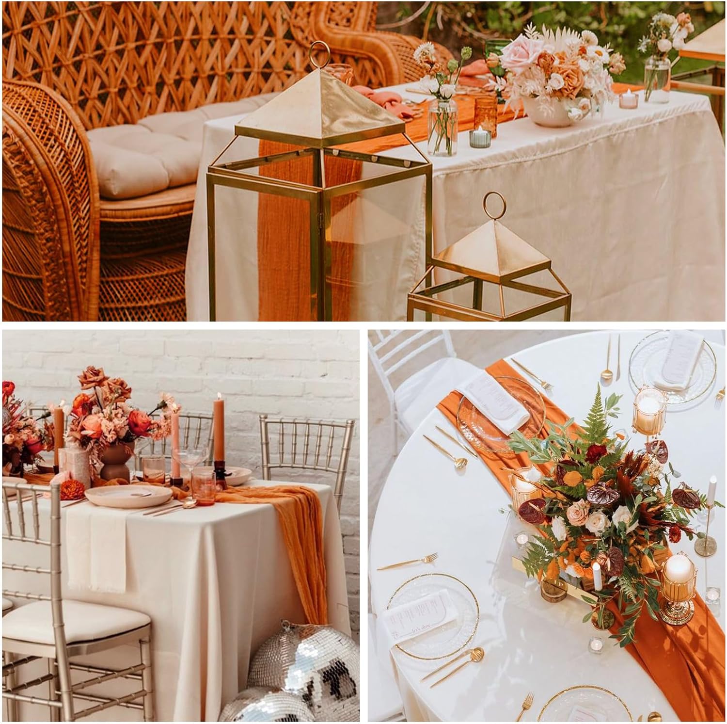 Detalle 2 de RestfulGlow Orange Cheesecloth Runner, 10FT