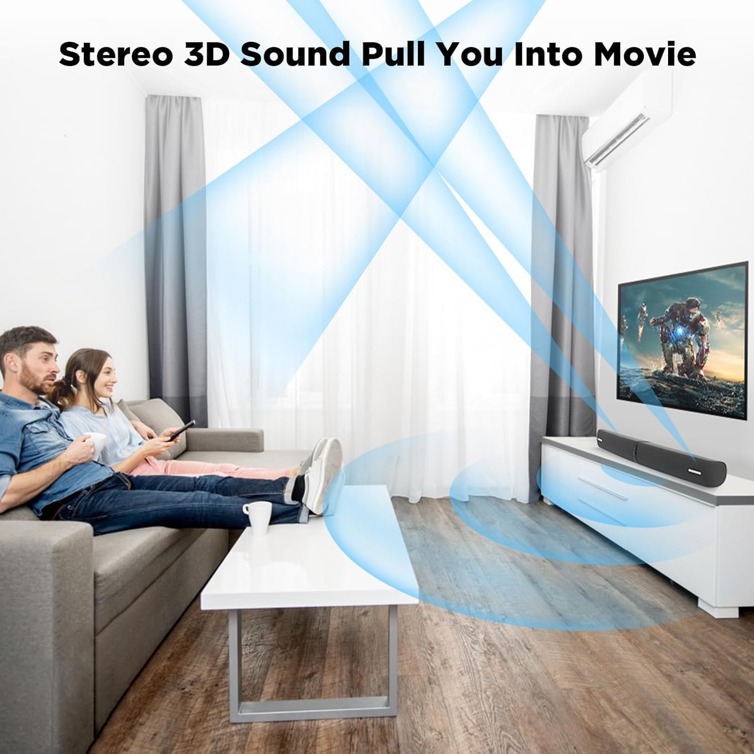 Detalle de Vecibel Soundbar for TV: 90W 2-in-1 Detachable Sound Bar with Auto Volume Boost
