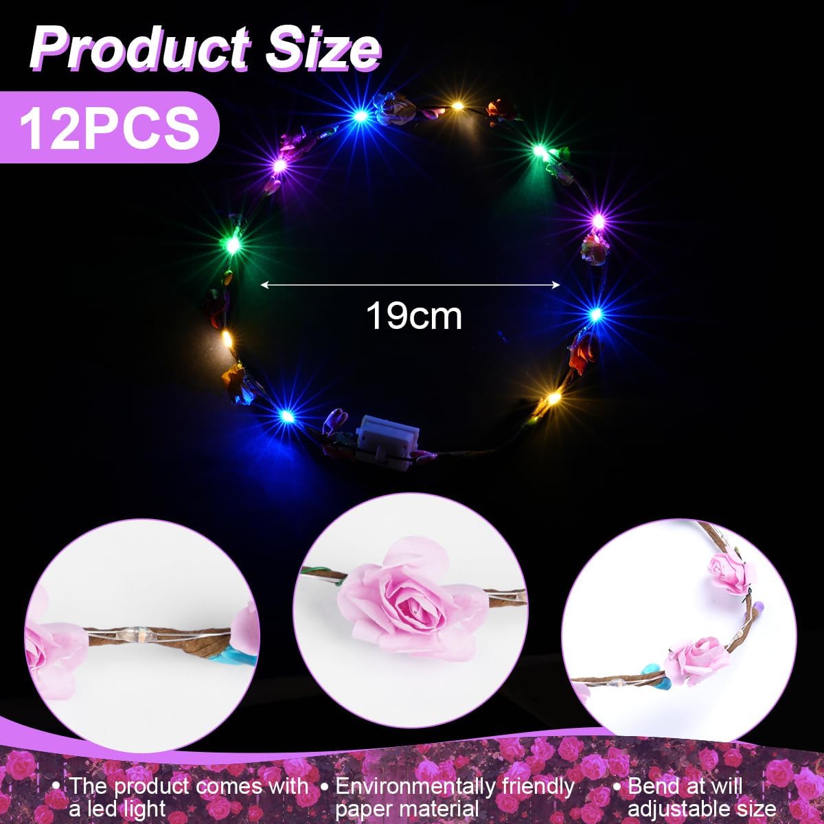 Thumbnail 1 de URAQT Couronne de fleurs 12 pièces