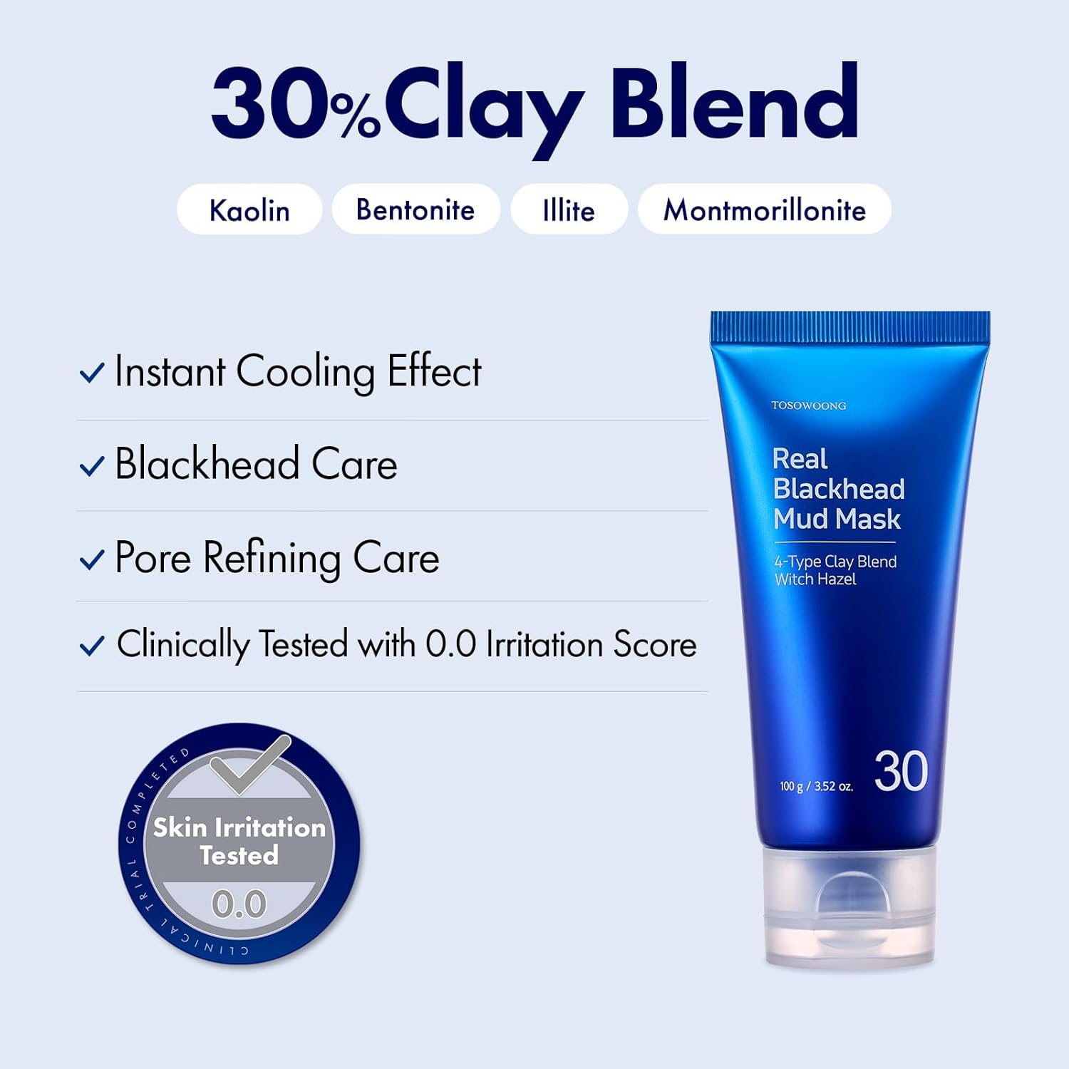 Detalle 2 de TOSOWOONG Real Blackhead Mud Mask: Deep Pore Purifying Korean Clay for Oil Control
