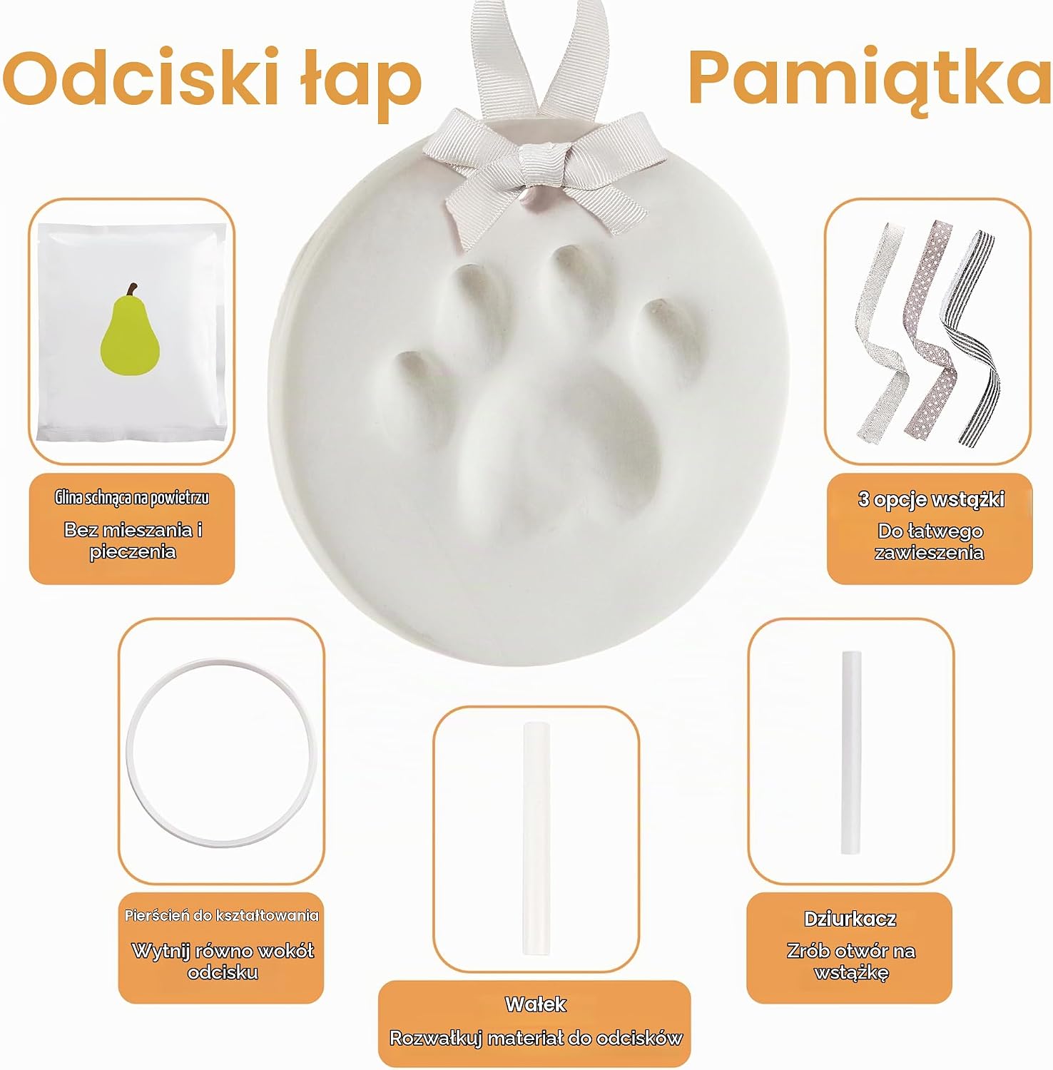 Detalle de Pearhead Pet Paw Prints – zestaw z gliną do wykonania odcisku łapy
