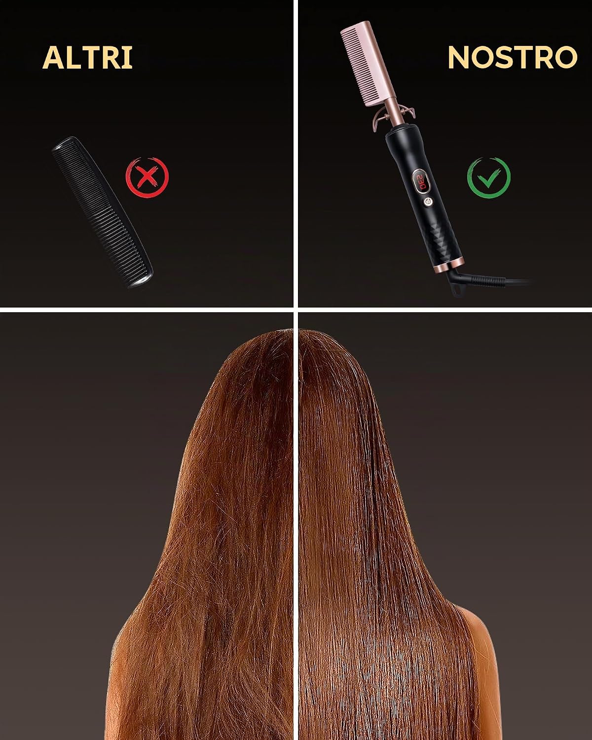 Thumbnail 5 de UKLISS Spazzola per capelli: spazzola elettrica lisciante 120–230°C per capelli afro, doppia tensione, viaggio
