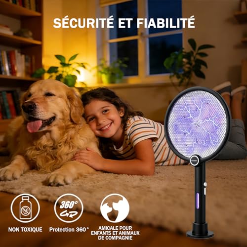 Thumbnail 7 de GLÜCKLUZ Raquette Tue-Moustiques 2 en 1: Anti-Mug UV et Lampe, USB-C, 1800mAh