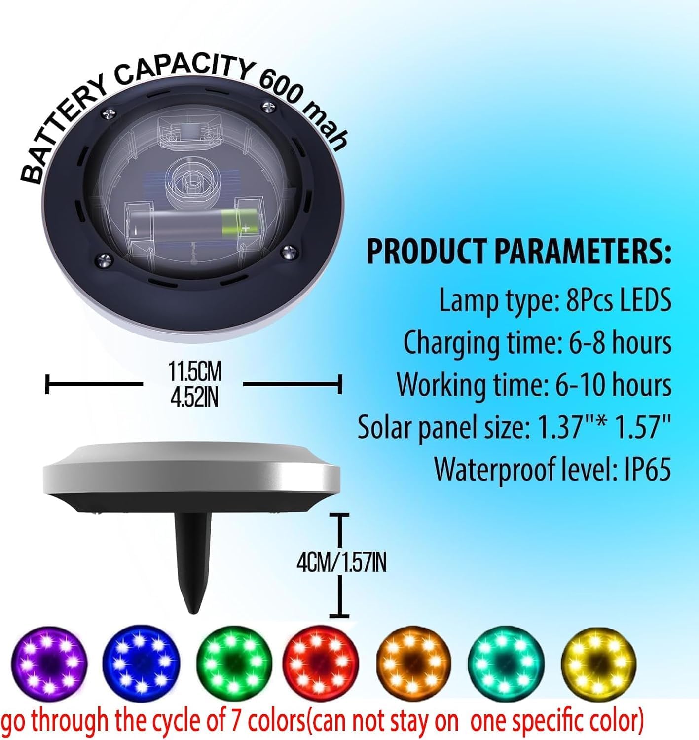 Thumbnail 2 de ZFITEI Solar Ground Lights Outdoor Garden (12 Pack) – IP65 Waterproof Multi-colour