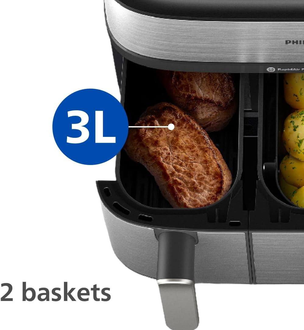 Detalle 2 de Philips Airfryer 5000 Series Dual Basket, 9L