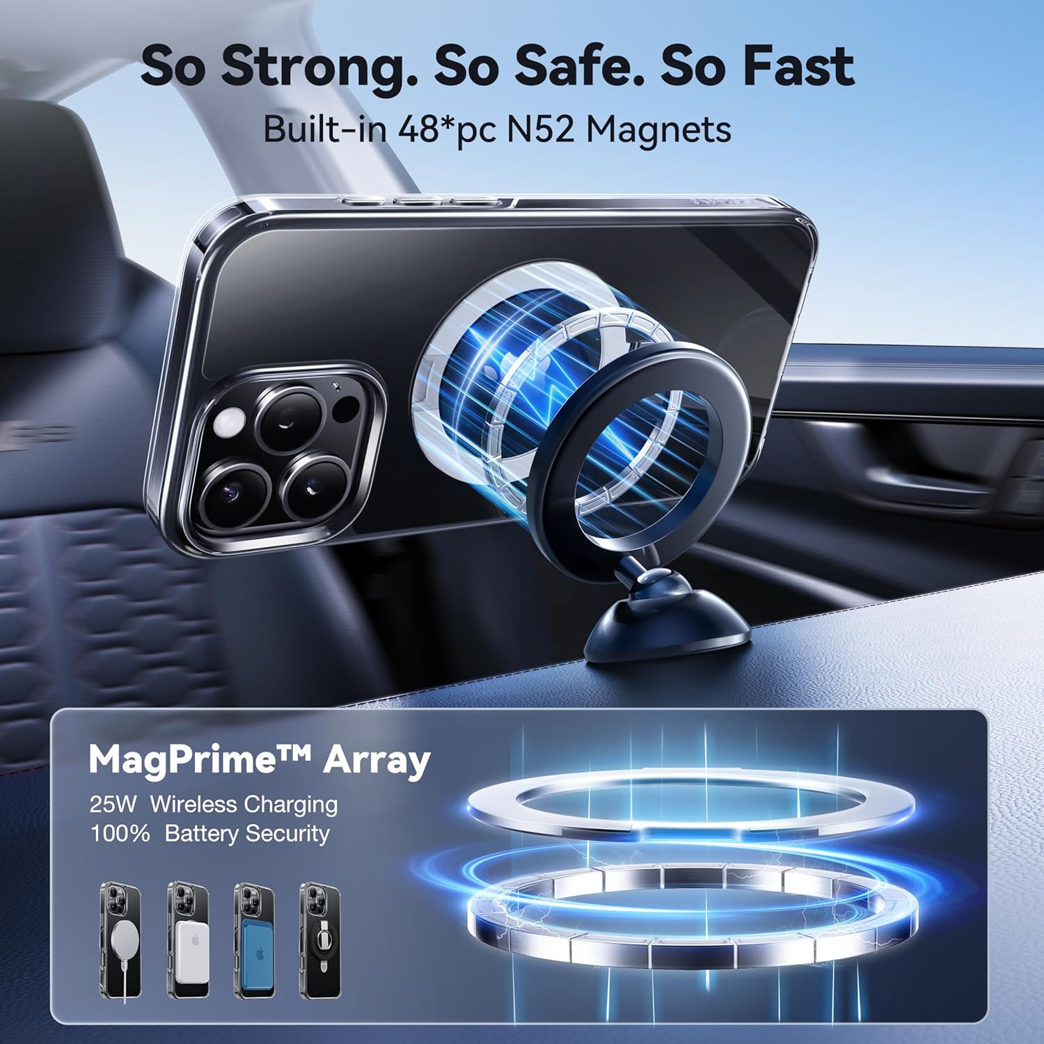 Thumbnail 3 de CASEKOO Ultra Magnetic iPhone 16 Pro Max Case with Invisible Stand (MagSafe Compatible, 16FT Protection) – Clear Slim Cover