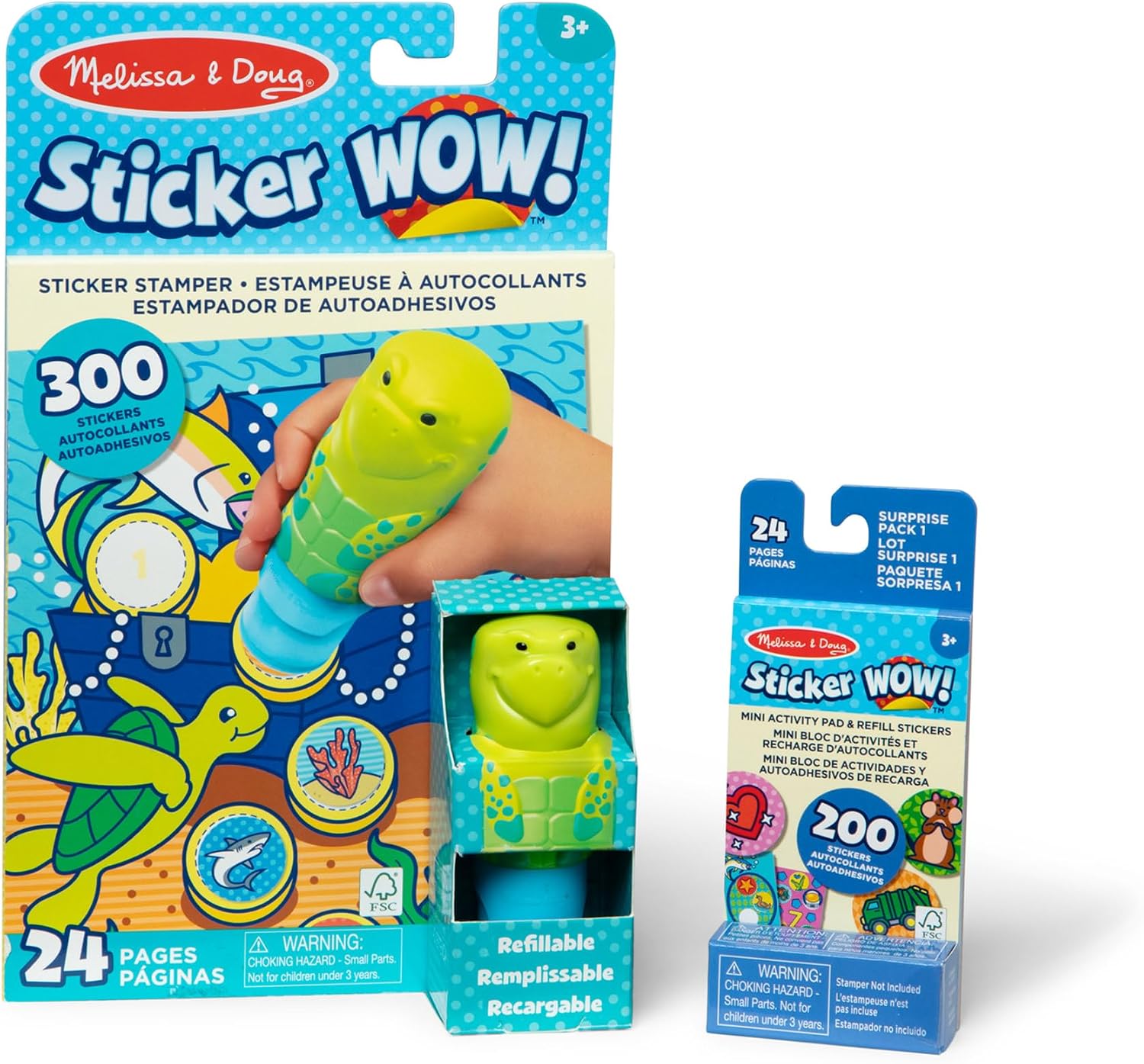 Detalle de Melissa & Doug Sticker WOW! Sea Turtle Bundle – 24-Page Activity Pad, Sticker Stamper & 500 Ocean Stickers